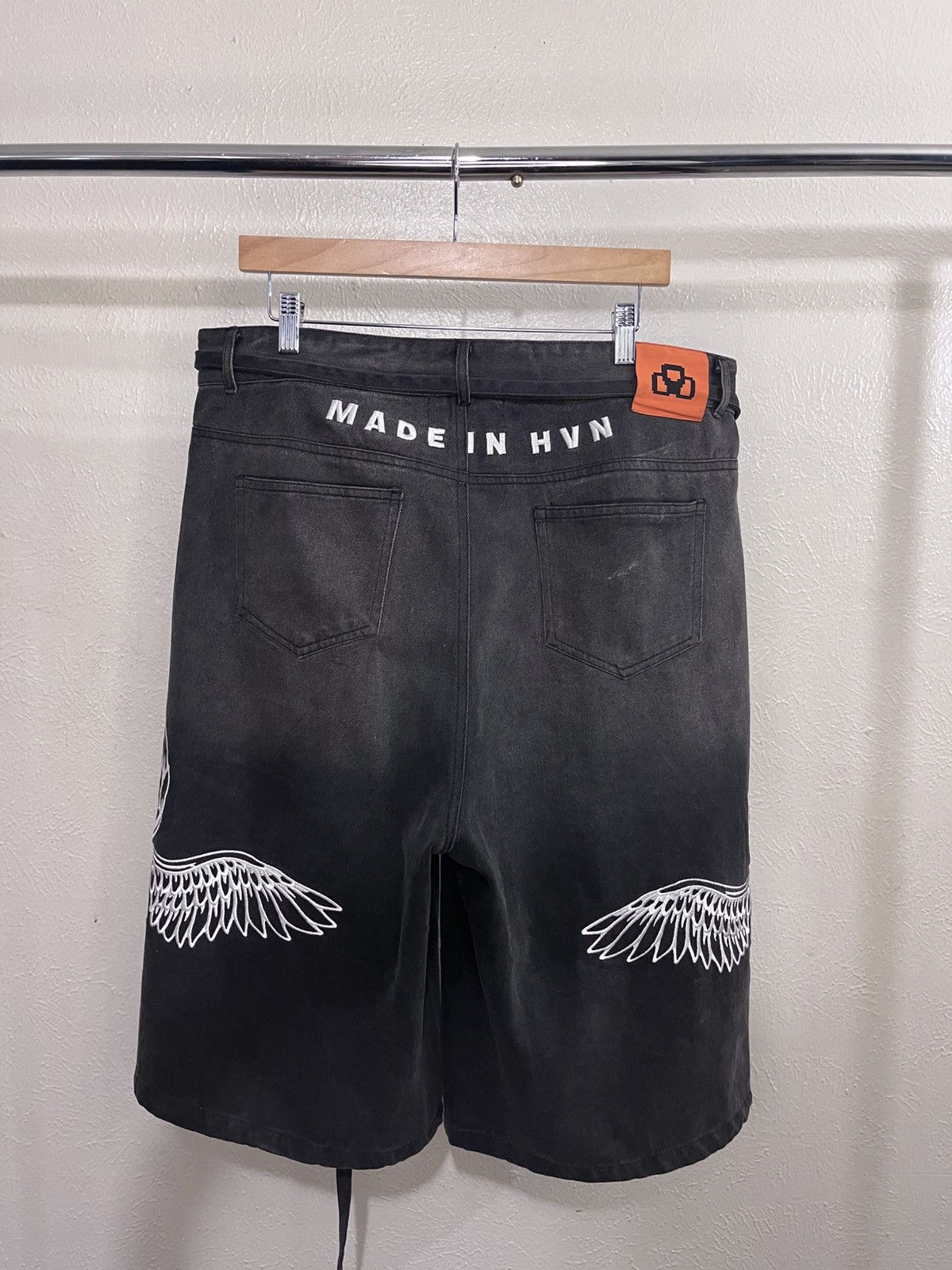 Other One of One Online Black Denim “HVN” shorts Size US 34 / EU 50 - 4 Thumbnail