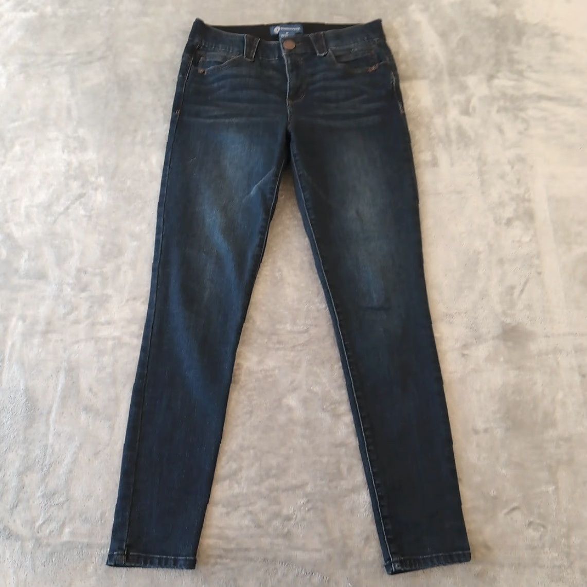 Vintage Democracy Absolution Skinny Jeans Womens Size 6 Blue Dark Wash Stretch 28x29 Jeans Womens Denim 5-Pocket Distressed-free Size 28" / US 6 / IT 42 - 2 Thumbnail
