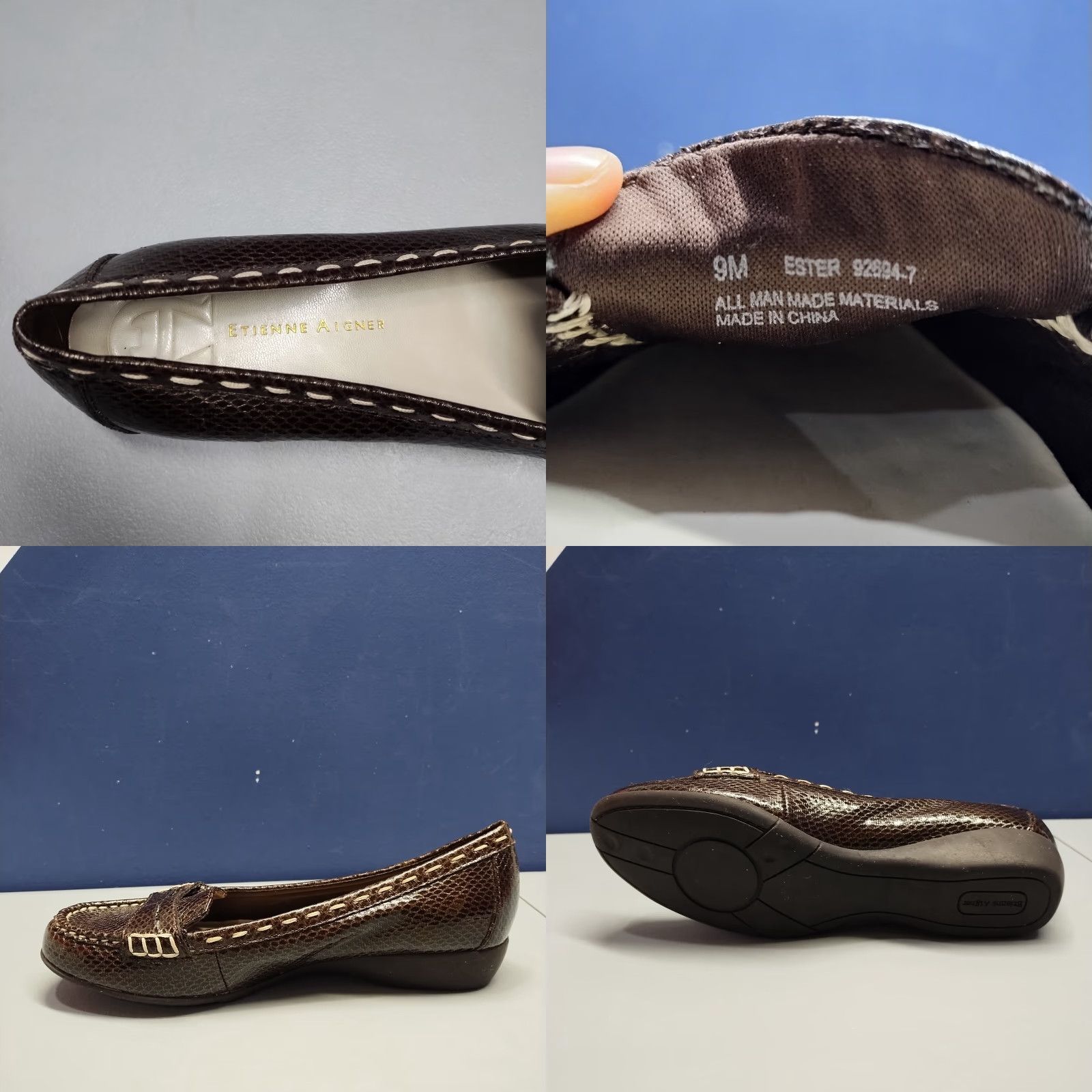 Etienne Aigner Etienne Aigner Ester Flats Womens Size 9M Brown Snake Leather Comfort 92694-7 Size US 9 / IT 39 - 8 Thumbnail