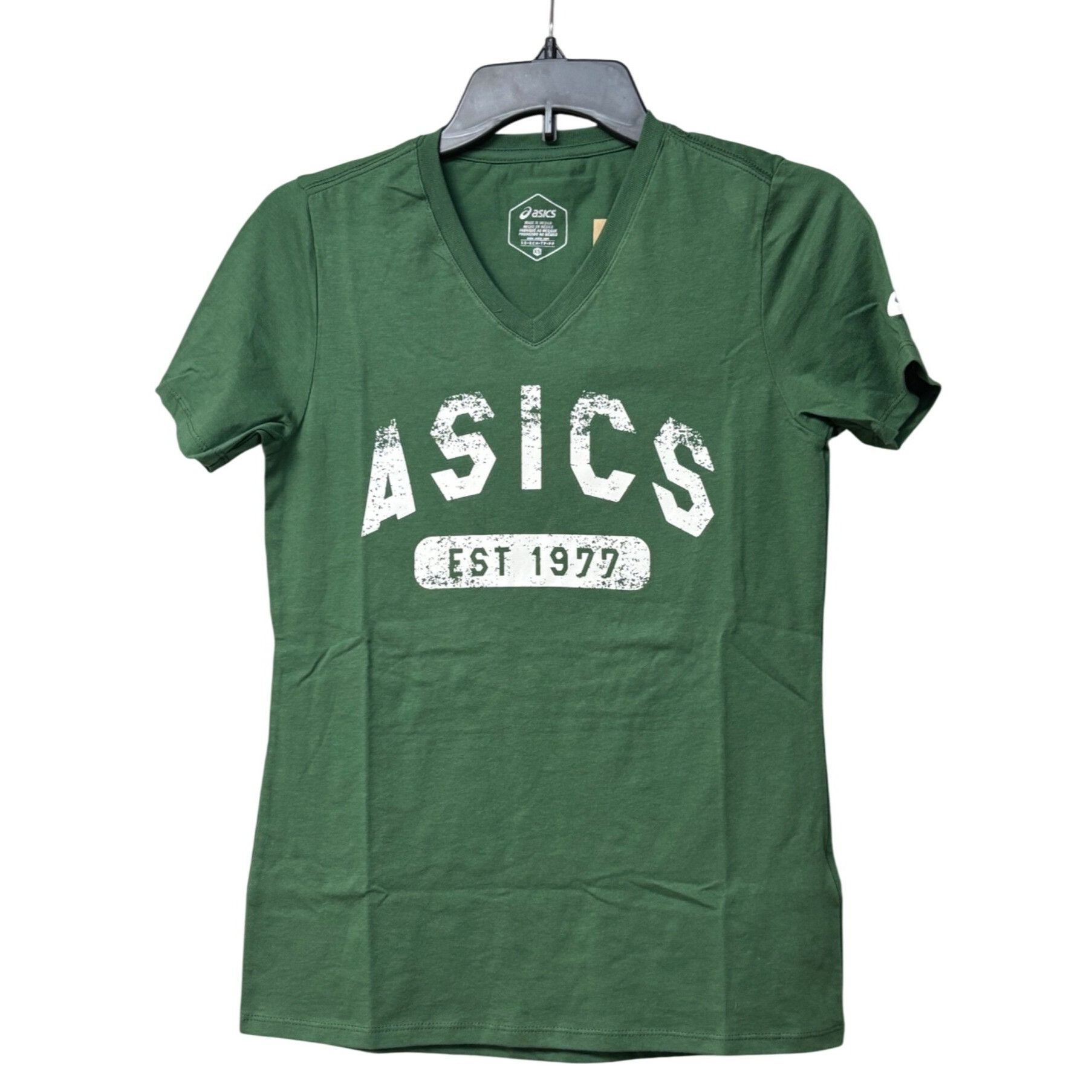 Asics ASICS Women's Short Sleeve Est 1977 V-Neck T-shirt, Hunter G Size XS / US 0-2 / IT 36-38 - 9 Thumbnail
