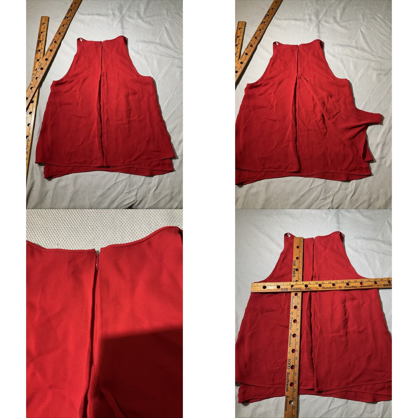 Theory Theory Shirt Womens Small Red 100% Silk Tank Top Layered Minimalist Luxury Tank Top Sleeveless Spaghetti Strap Red Size S / US 4 / IT 40 - 8 Thumbnail