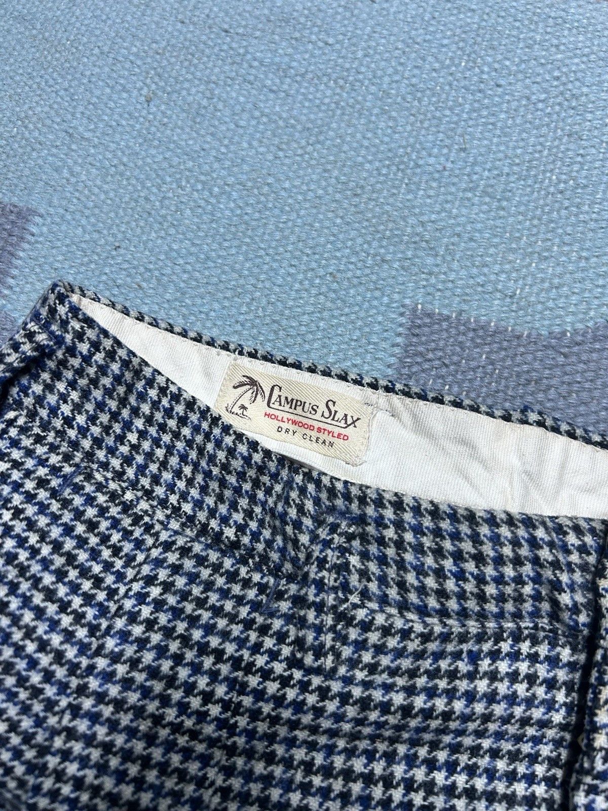 Vintage 1940s drop loop slacks wool pants Campus houndstooth FLAW 29 Size US 29 - 12 Thumbnail