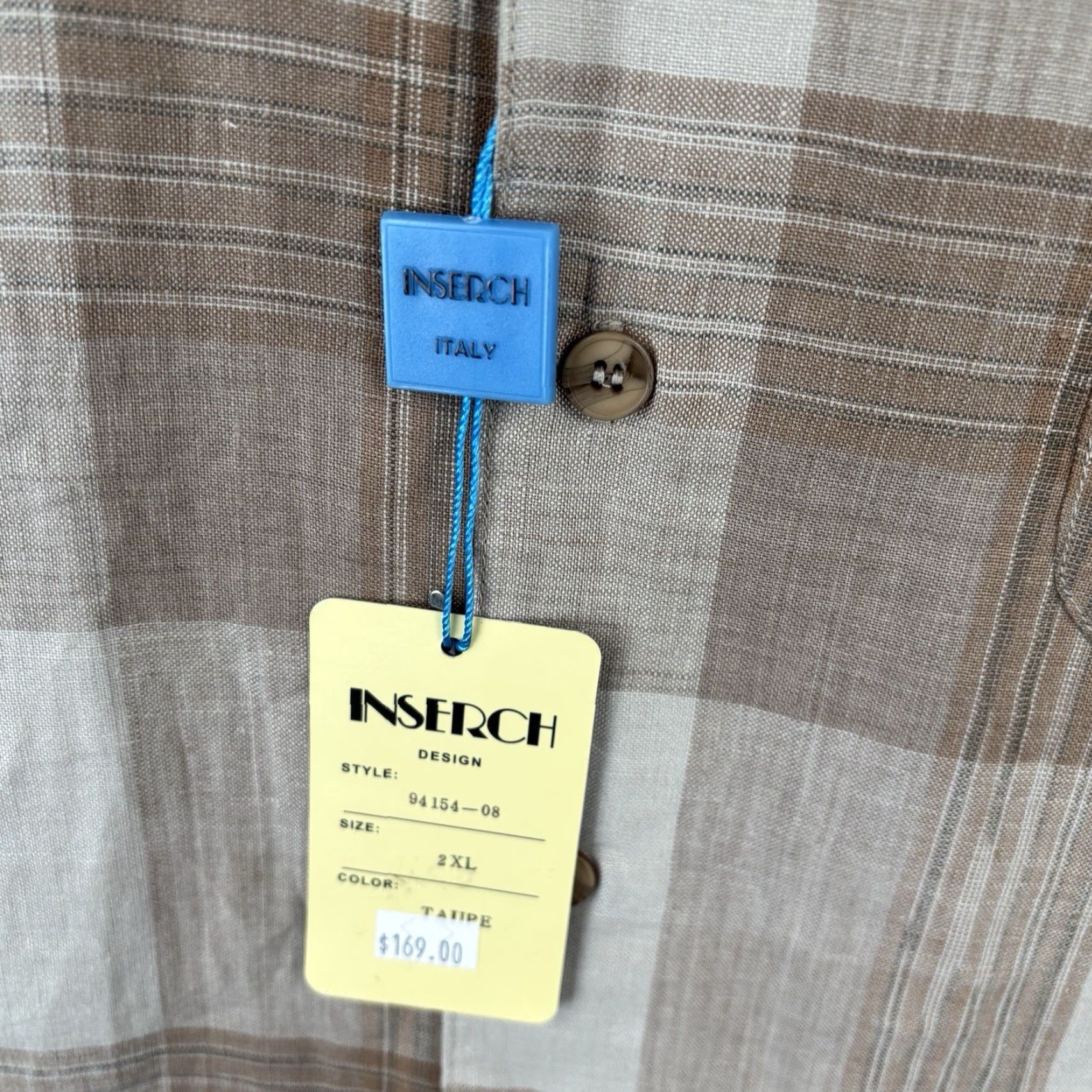 Vintage VINTAGE Inserch Camp Shirt Mens 2XL Beige Plaid 100% Linen Short Sleeve Button-Up Collared Beach Summer Mens Size US XXL / EU 58 / 5 - 3 Thumbnail