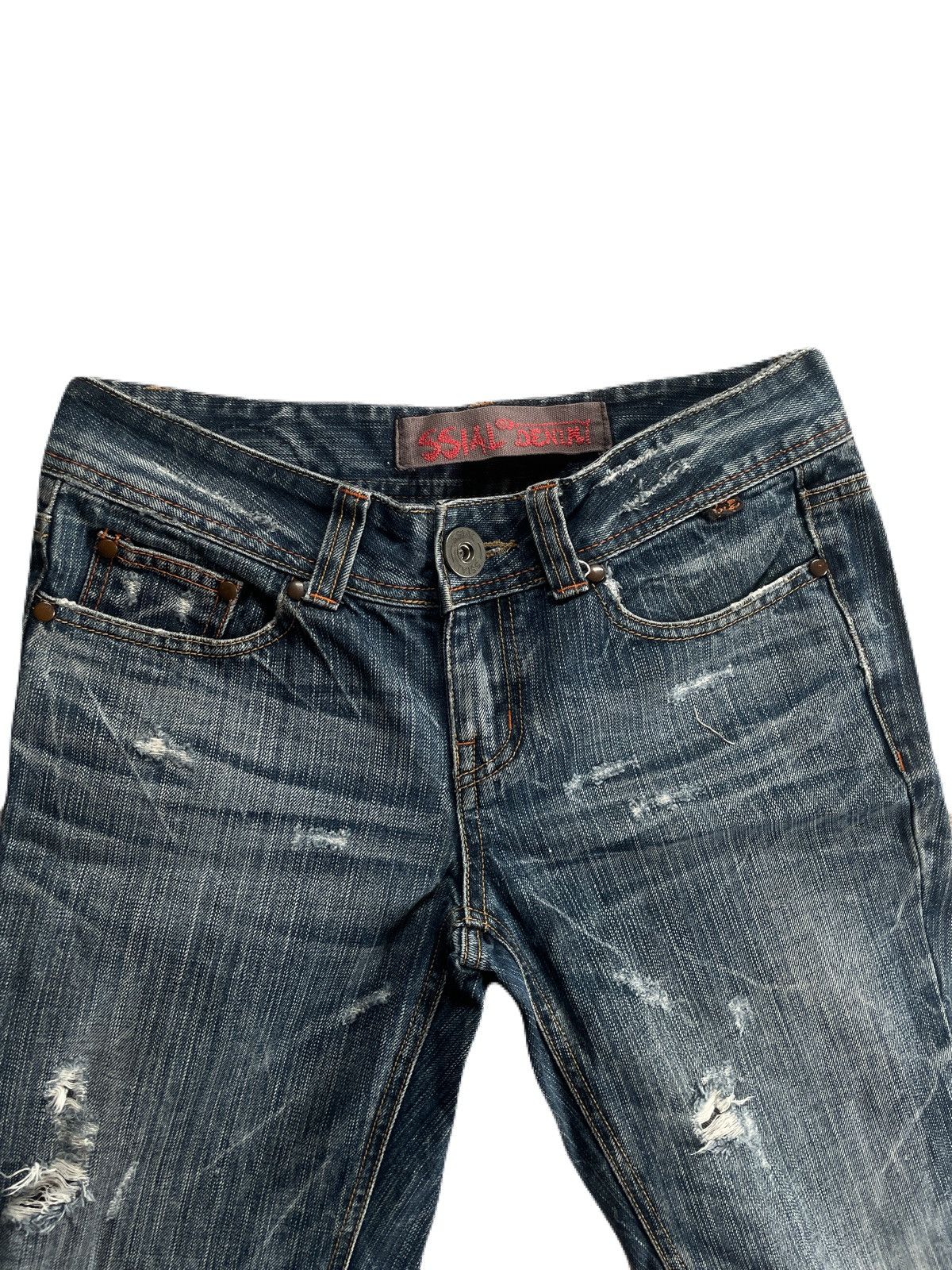 If Six Was Nine 2000s Japanese archive Distressed Skull Patch Flare Jeans Size US 30 / EU 46 - 7 Thumbnail