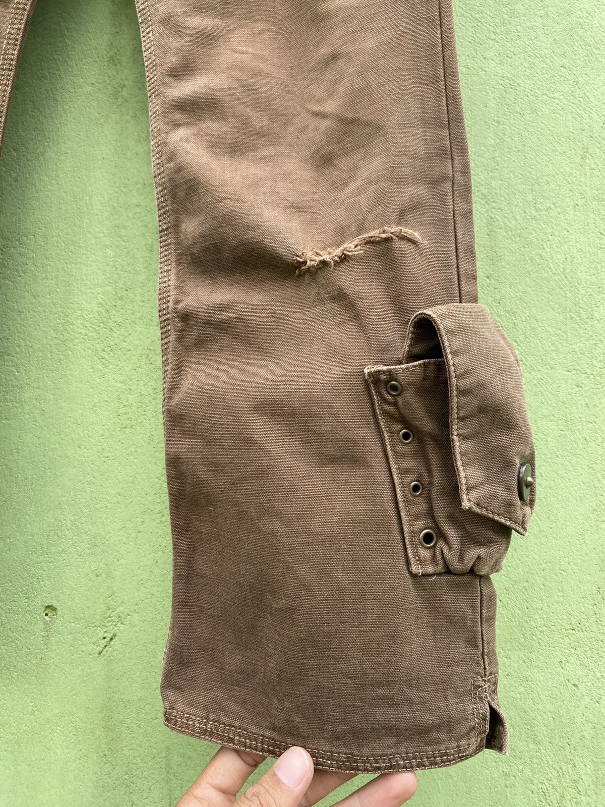 Le Grande Bleu (L.G.B.) L.G.B. Brown Canvas Pants Utility Cargo Pocket & Distress Size US 31 - 6 Thumbnail