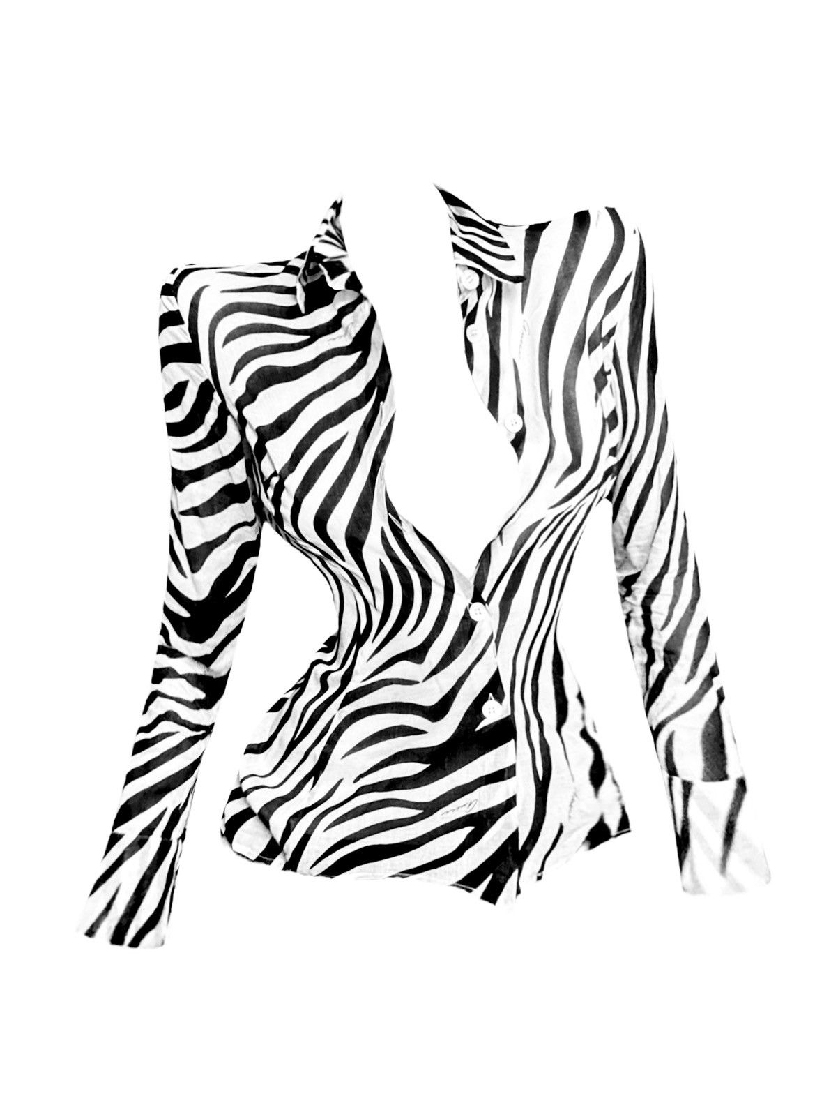 Gucci by Tom Ford S/S 1996 Zebra Print Sheer Blouse