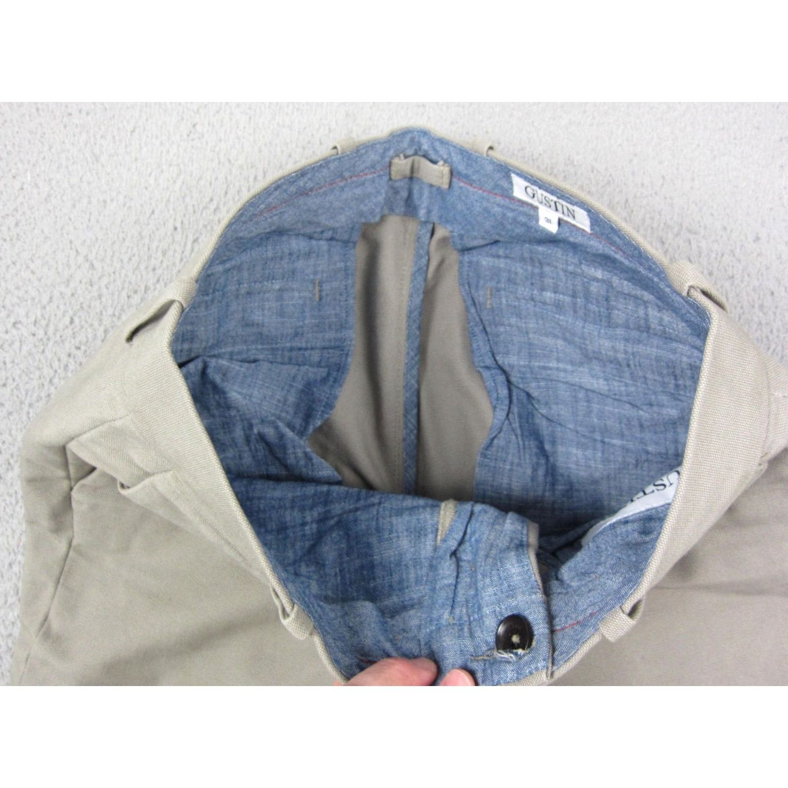 Gustin Gustin Pants Mens 31 Beige Slim Fit Chino Straight Wool Cotton Button Fly USA Made Pants Mens 31 Beige Slim Chino Straight Button Fly USA Made Size US 31 - 5 Thumbnail