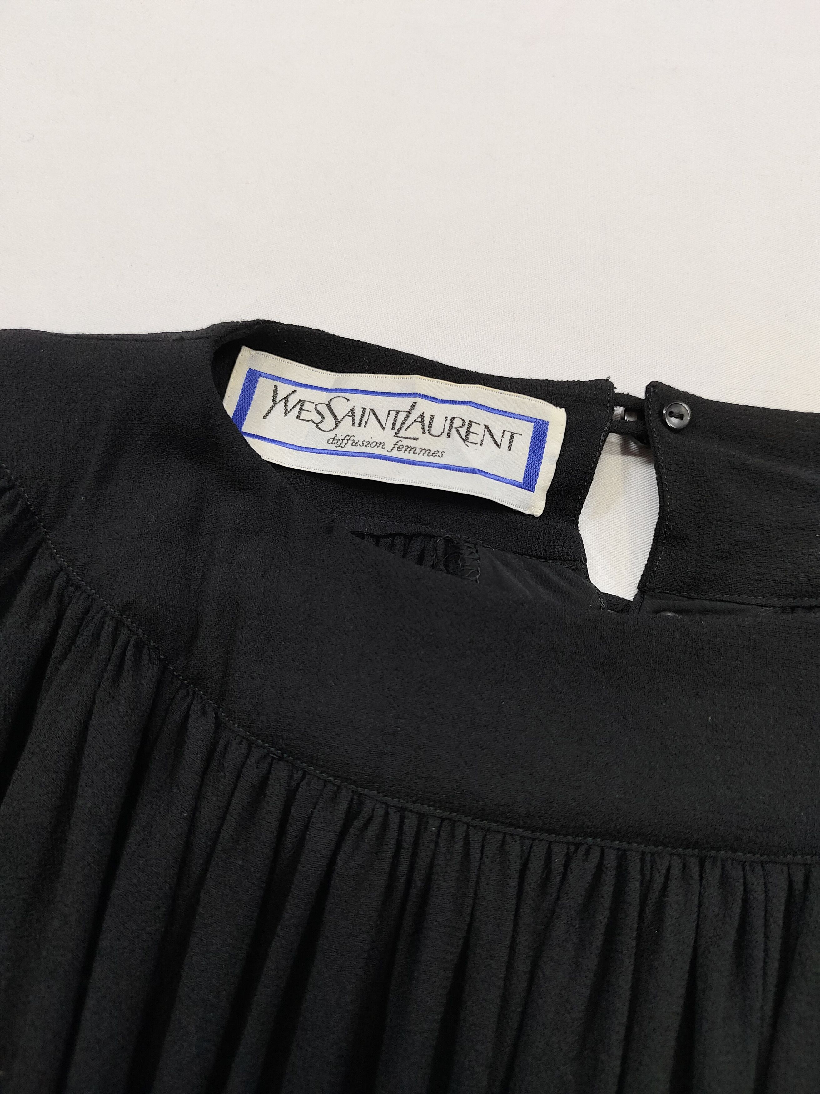 Yves Saint Laurent 80s YSL- Pleated Gathered Yoke Diffusion Femmes Wool Dress Size M / US 6-8 / IT 42-44 - 7 Thumbnail