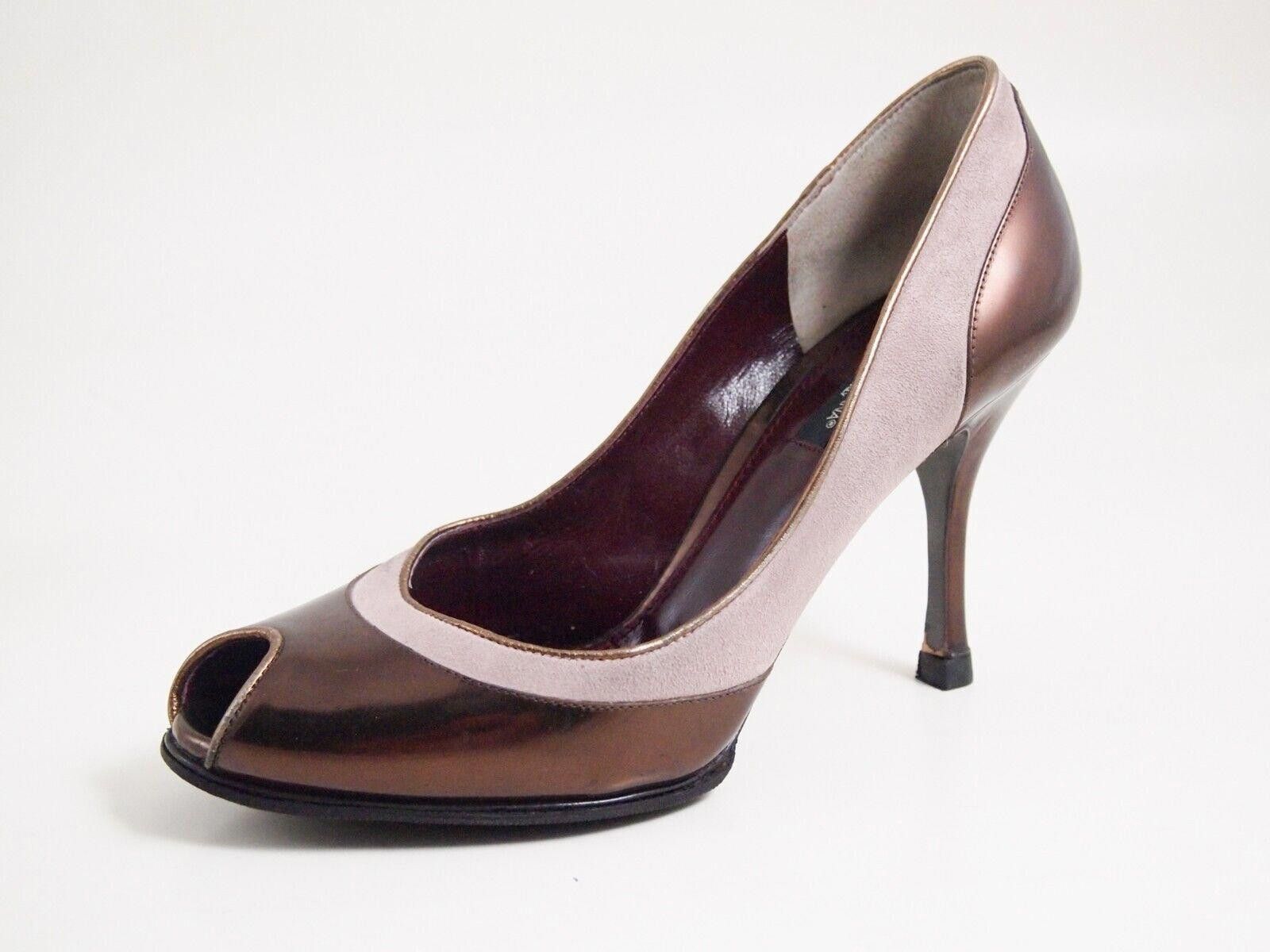 Designer Dolce & Gabbana Heels Bronze Leather Suede US 7 EU 37 Size US 7 / IT 37 - 1 Thumbnail