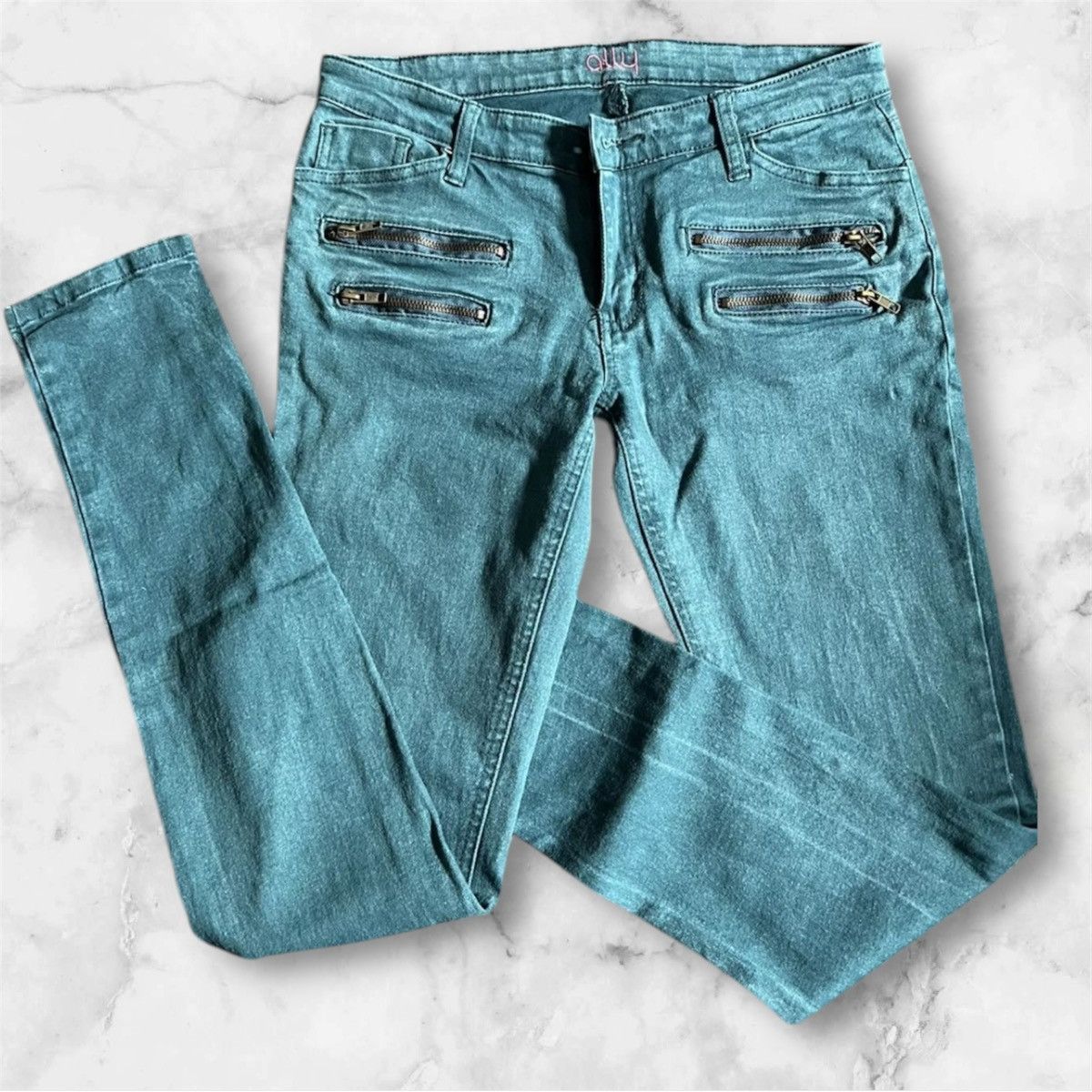 Other Ally Streetwear Green Zipper Jeans Size 12 Size 34" / US 12 / IT 48 - 2 Thumbnail