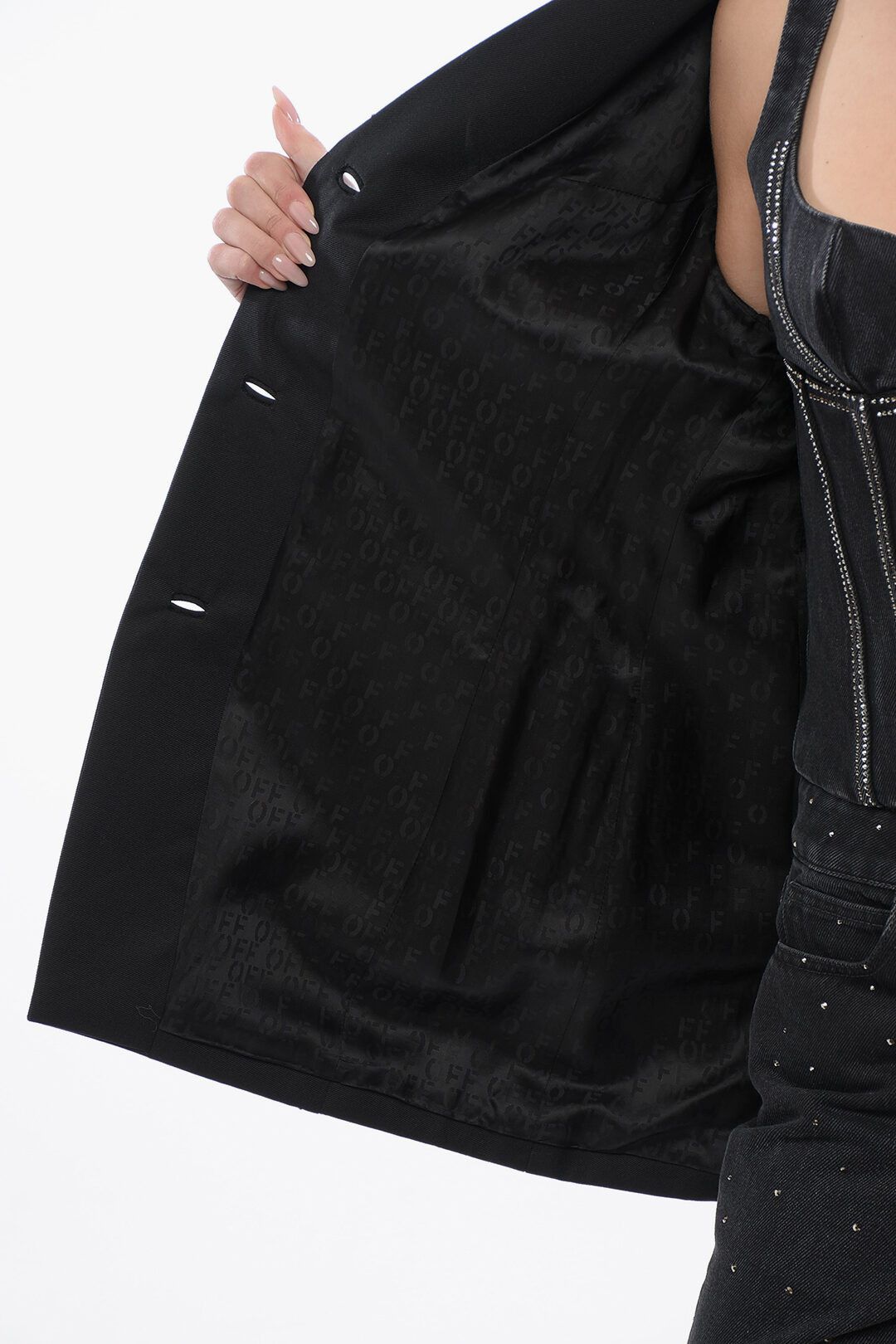 Off-White og1mm1125 3-Button Bling Blazer in Black Size XS / US 0-2 / IT 36-38 - 6 Thumbnail