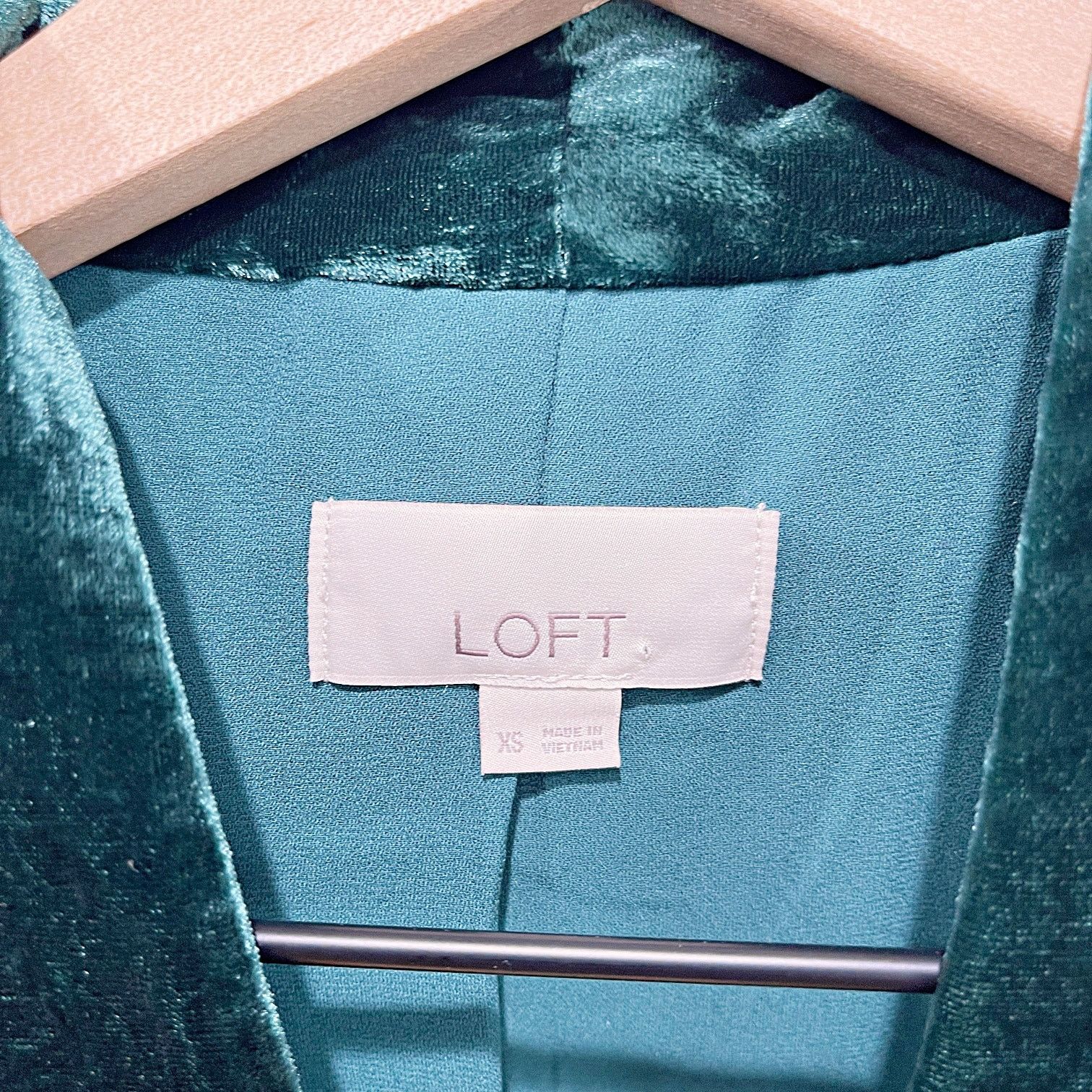 Loft LOFT Velvet Open Collarless Blazer Green Womens XS Size XS / US 0-2 / IT 36-38 - 5 Thumbnail