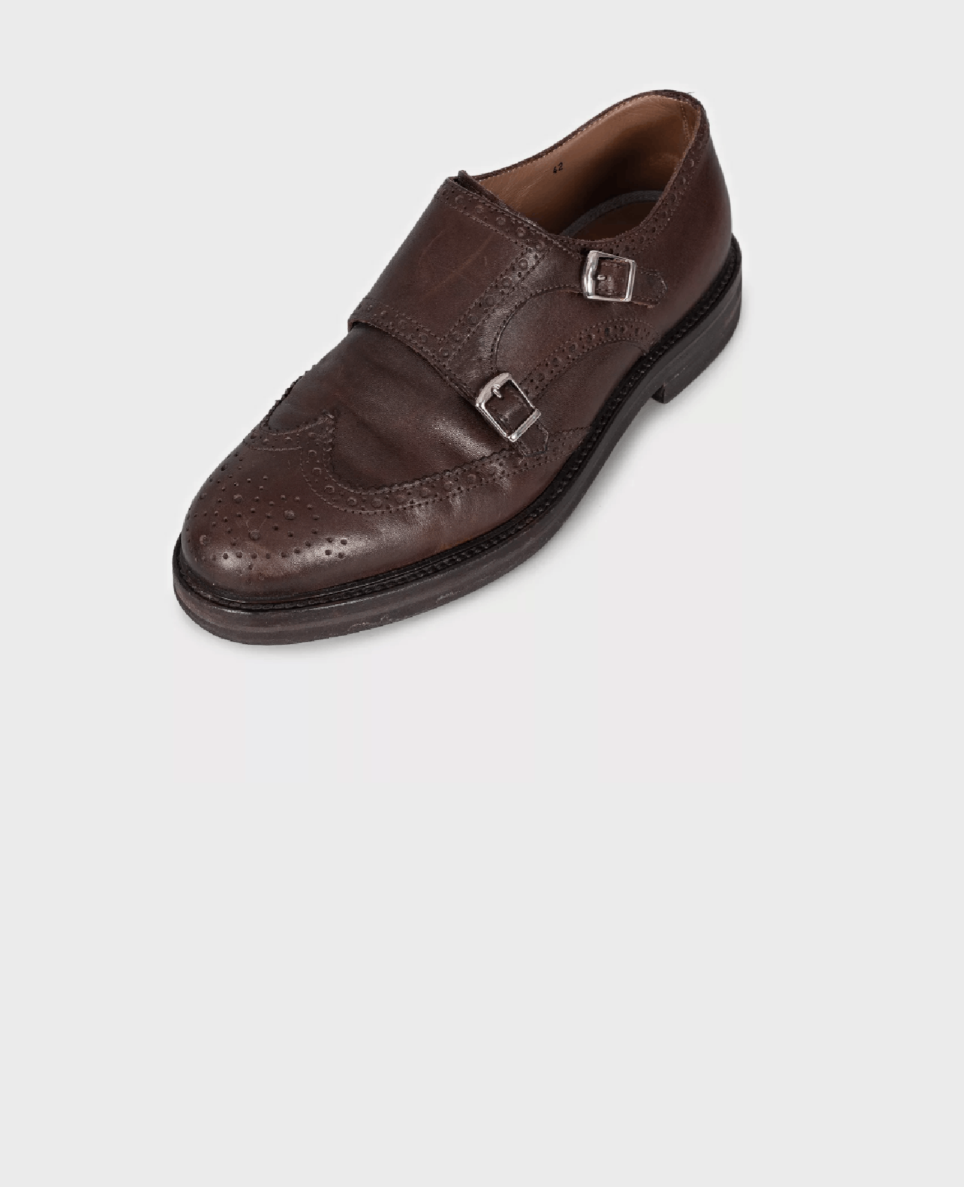 Brunello Cucinelli Brunello Cucinelli Men's Brown Leather Monk Strap Shoes Size US 9 / EU 42 - 3 Thumbnail
