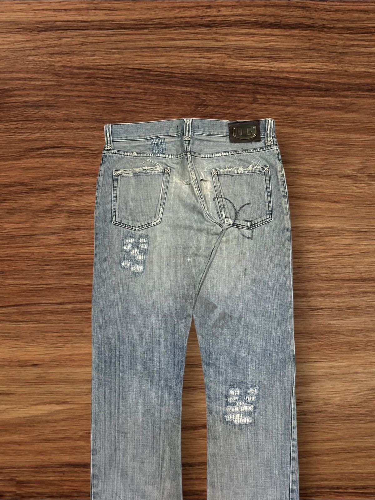 Dolce & Gabbana Y2K Dolce & Gabbana Distressed Sashiko Style Faded Blue Jean Size US 35 - 10 Thumbnail