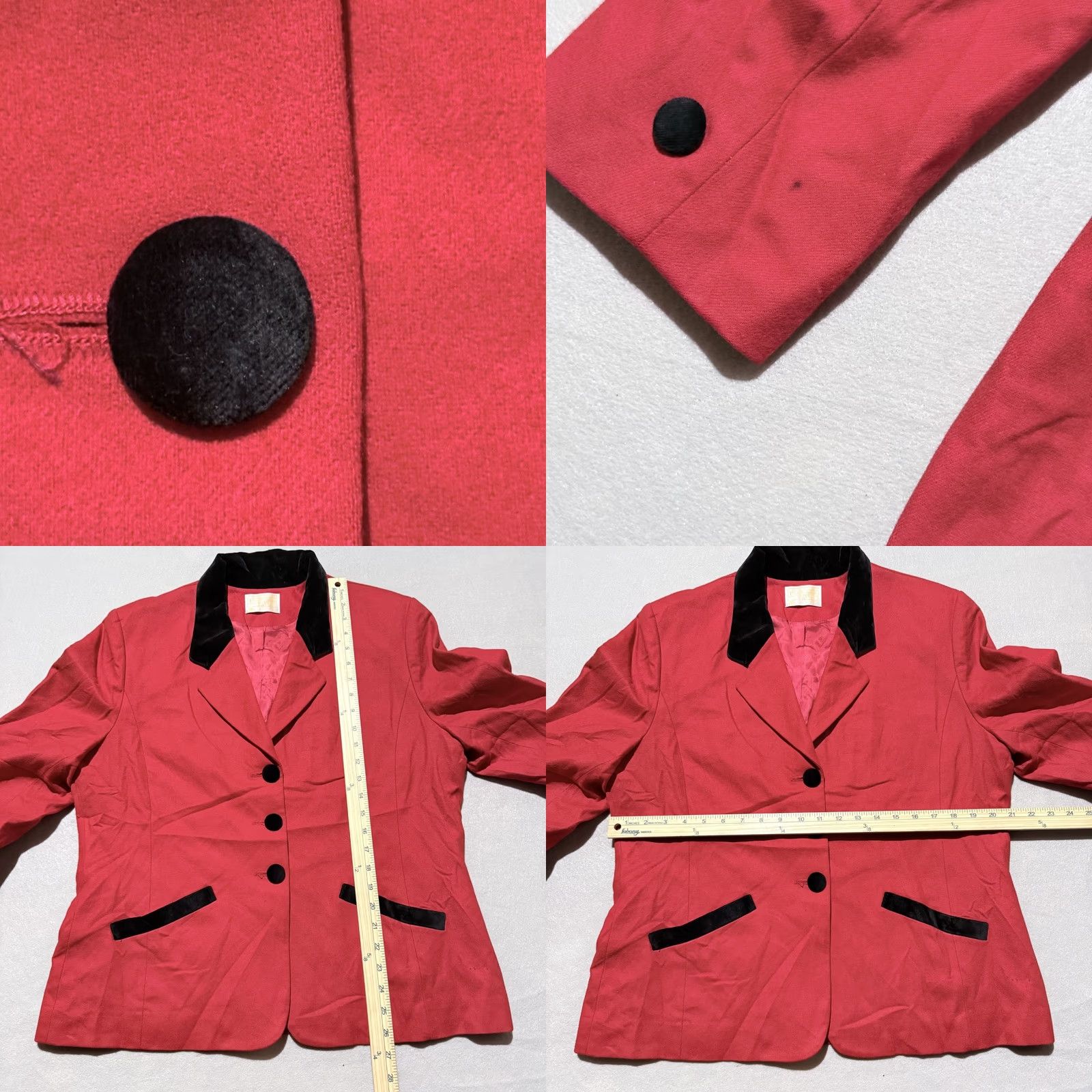 Pendleton VINTAGE Pendleton Blazer Women Red Wool 3-Button Jacket Large L USA Made Velvet Black Velvet Accent Button Size L / US 10 / IT 46 - 9 Thumbnail