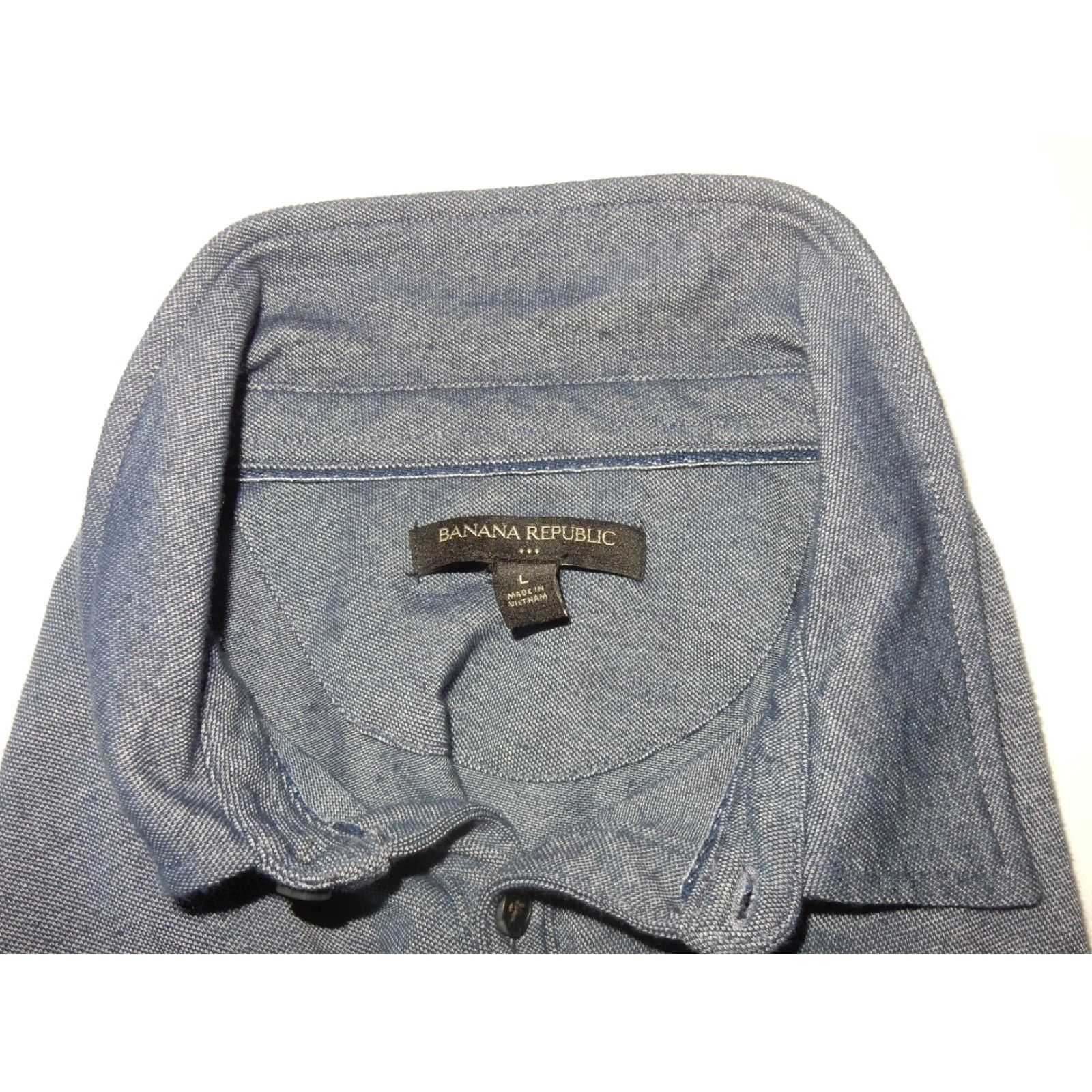 Banana Republic BANANA REPUBLIC Men's Short Sleeve Button-Up Shirt Size L Blue Size US L / EU 52-54 / 3 - 3 Thumbnail