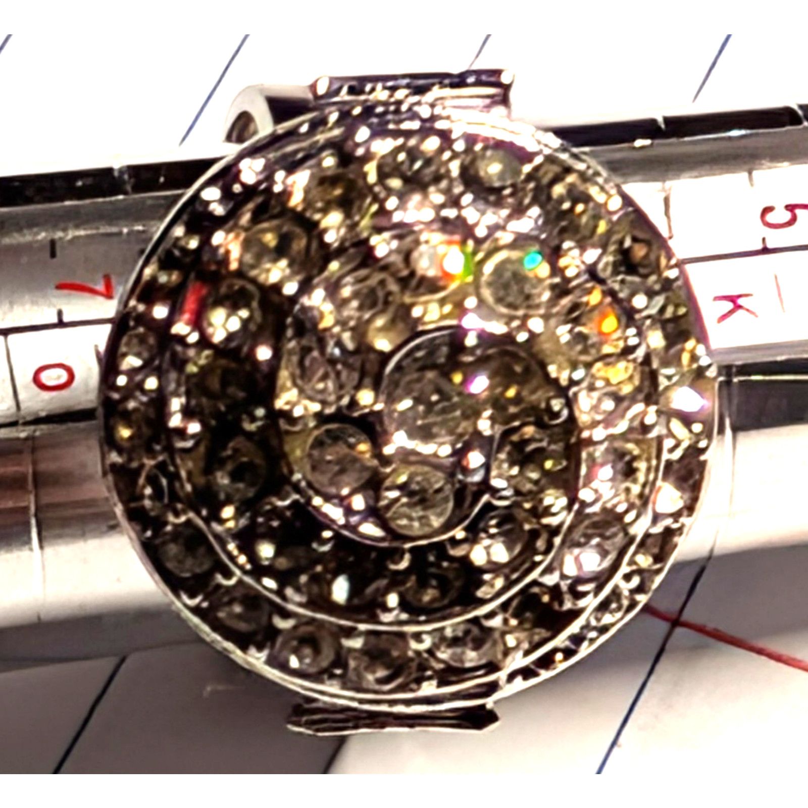MCM Cocktail Dome Cluster Rhinestone? Ring MCM Adj. Costume Ring Size ONE SIZE - 2 Thumbnail