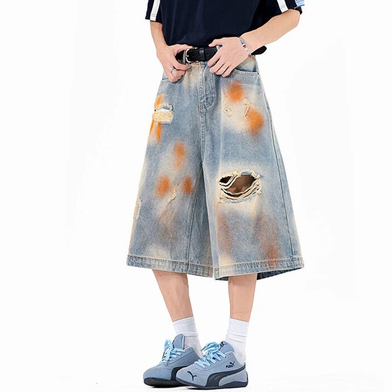 Jean Light Wash Denim Shorts Men Relaxed Fit Size US 34 / EU 50 - 5 Thumbnail