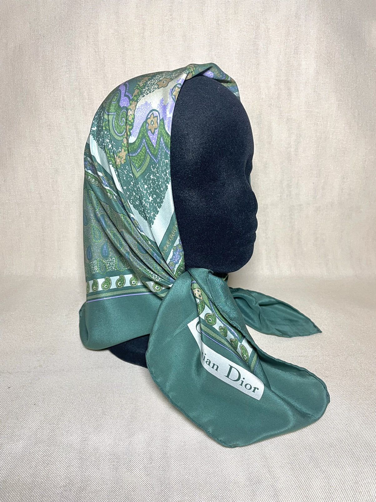 SikSilk × Vintage Christian Dior paisley floral green scarf Size ONE SIZE - 6 Thumbnail
