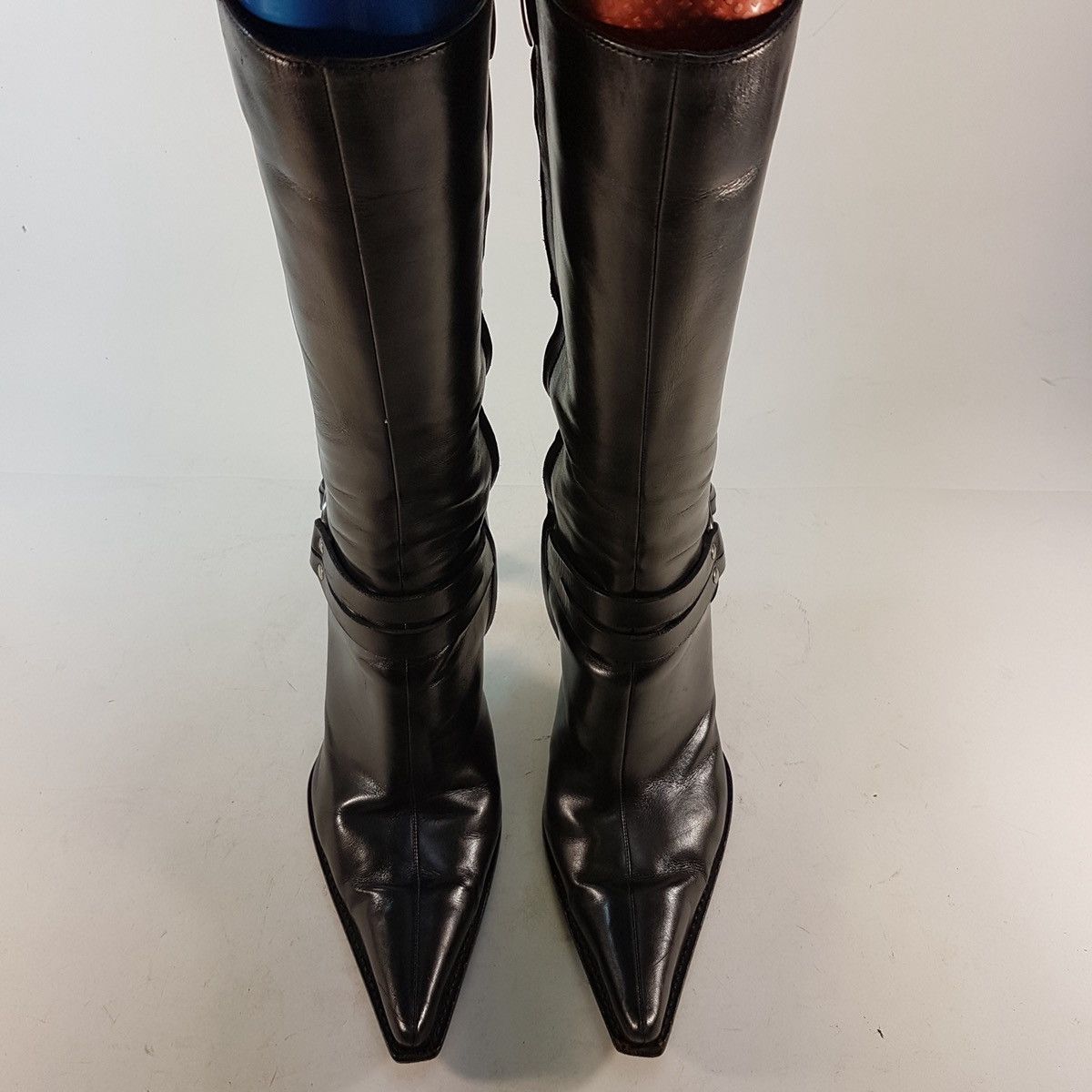 Sergio Rossi Vintage black knee-high leather heeled boots Size US 6 / IT 36 - 8 Thumbnail
