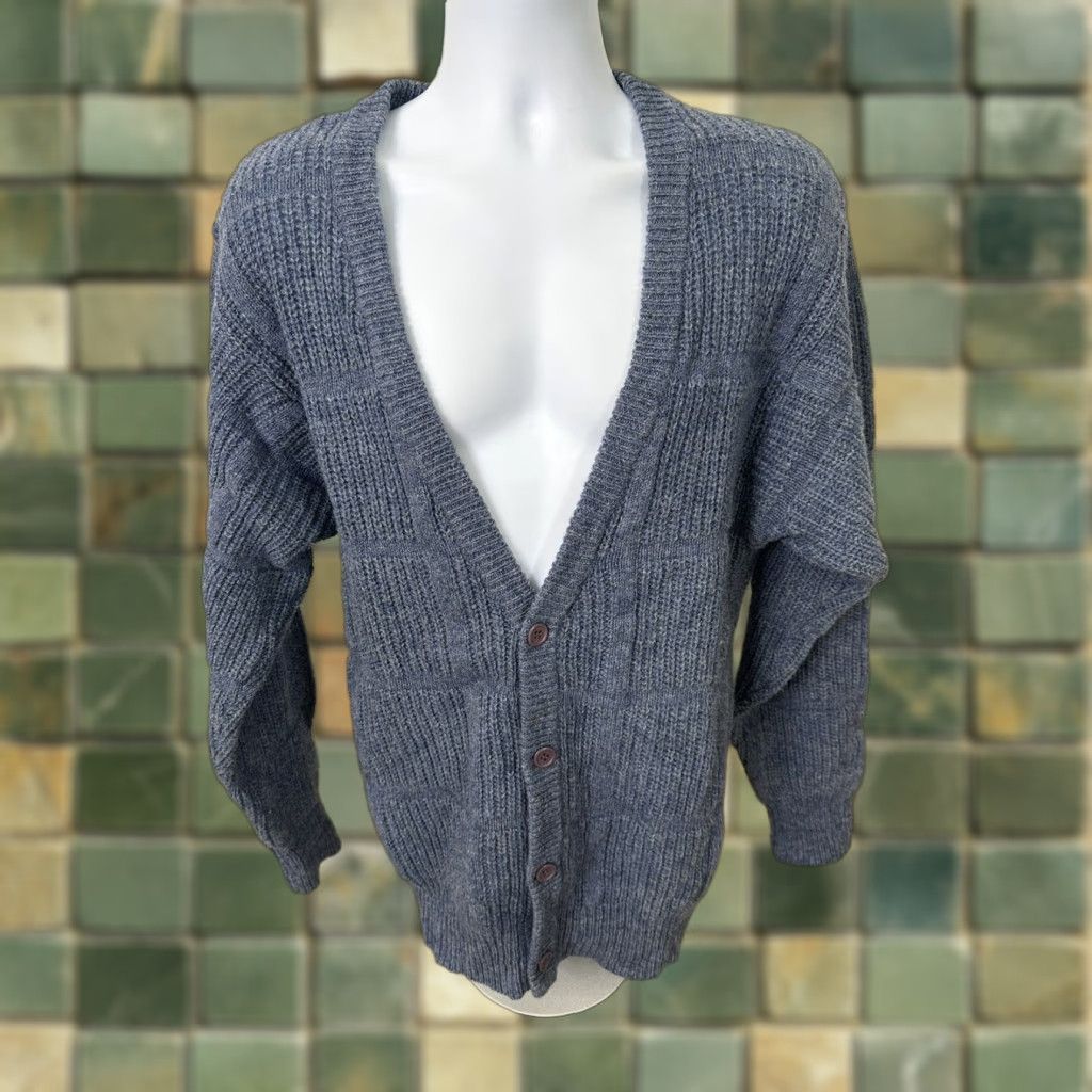 Vintage VINTAGE Thick Fisherman Cardigan Sweater Men’s L Wool Blue Size US L / EU 52-54 / 3 - 1 Thumbnail