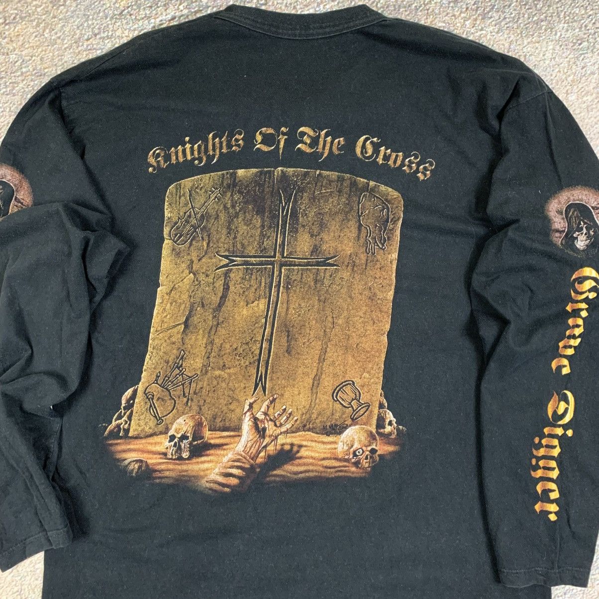 Band Tees Grave Digger Knight Of The Cross Vintage Long Sleeve T Shirt Size US XL / EU 56 / 4 - 6 Thumbnail