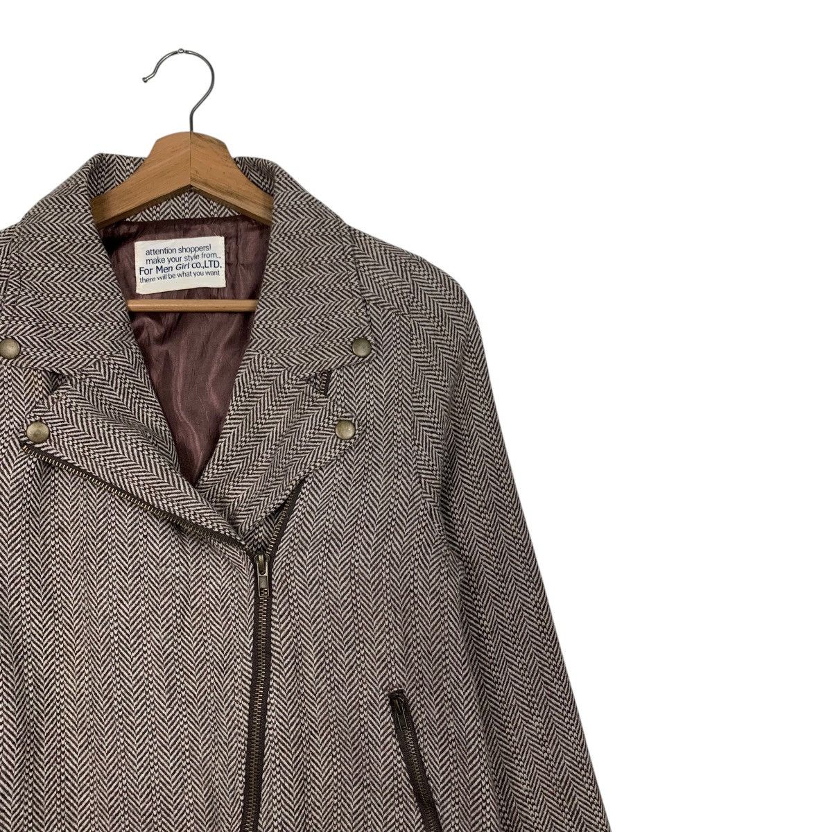 Japanese Brand FOR MEN GIRL Herringbone Double Collar Jacket #2452-C110 Size M / US 6-8 / IT 42-44 - 5 Thumbnail