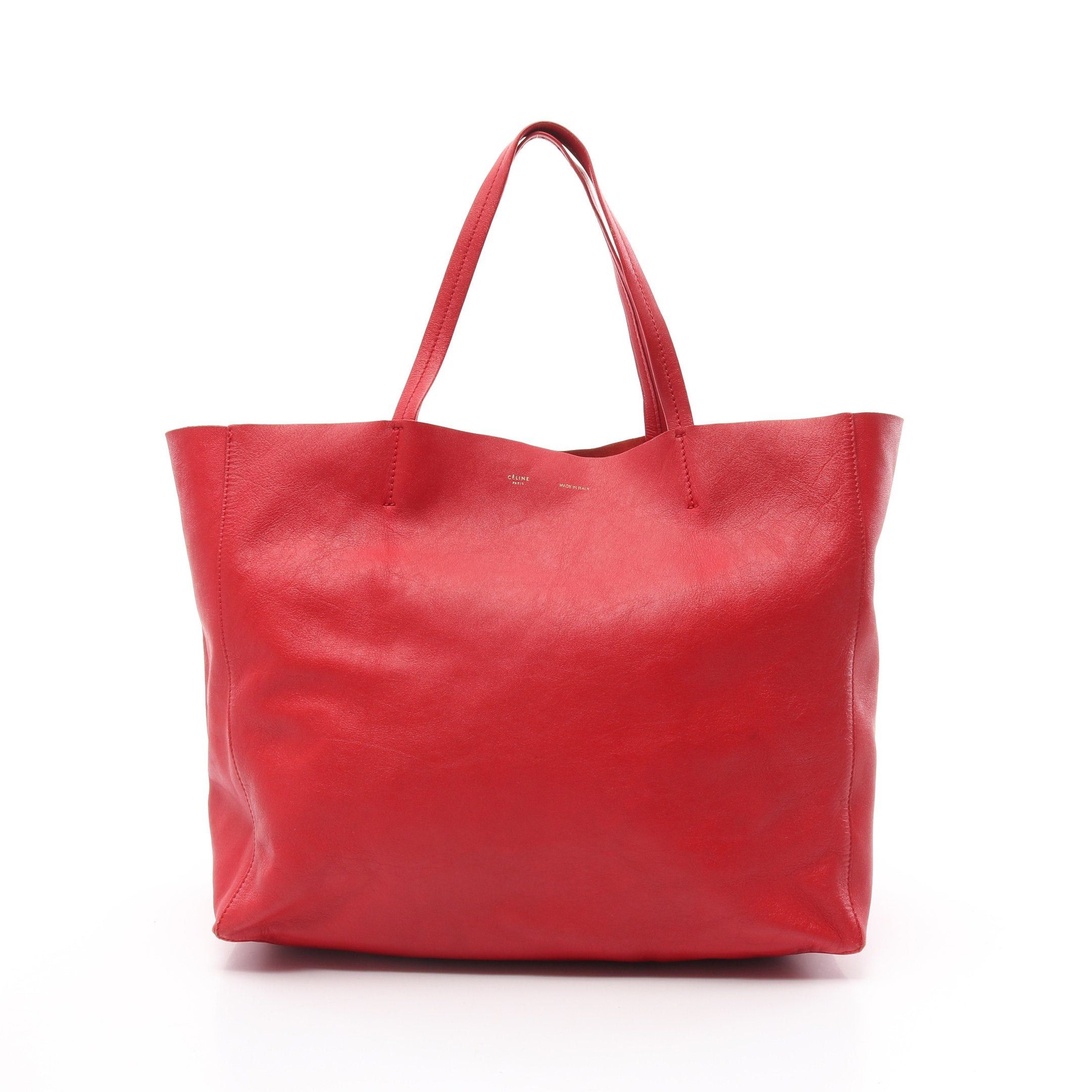 Celine Horizontal Hippopotamus Shoulder Bag Tote Leather Red, Women's