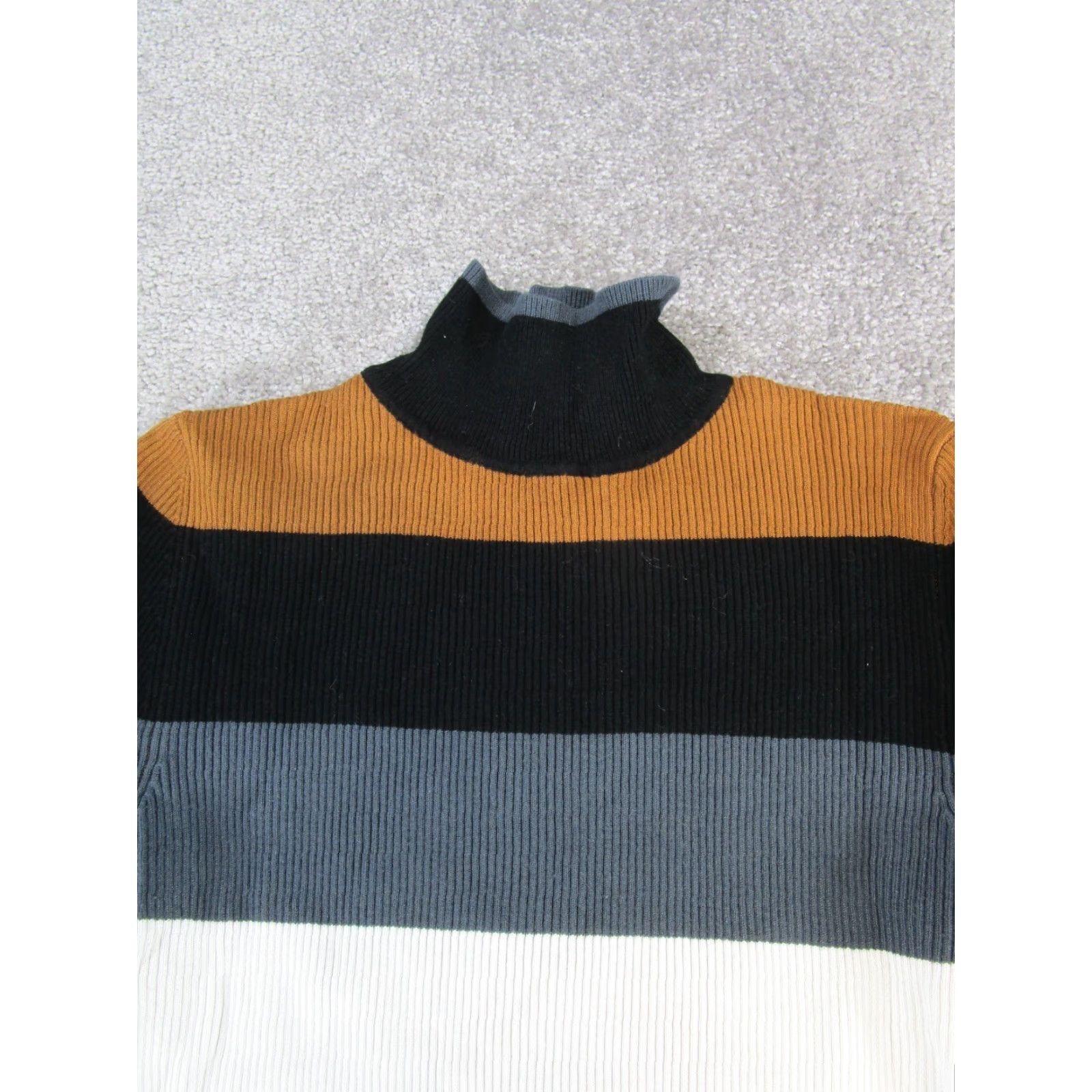 Zara VINTAGE Zara Sweater Striped Pullover Womens Large Black Long Sleeve Mock Neck Size L / US 10 / IT 46 - 2 Thumbnail
