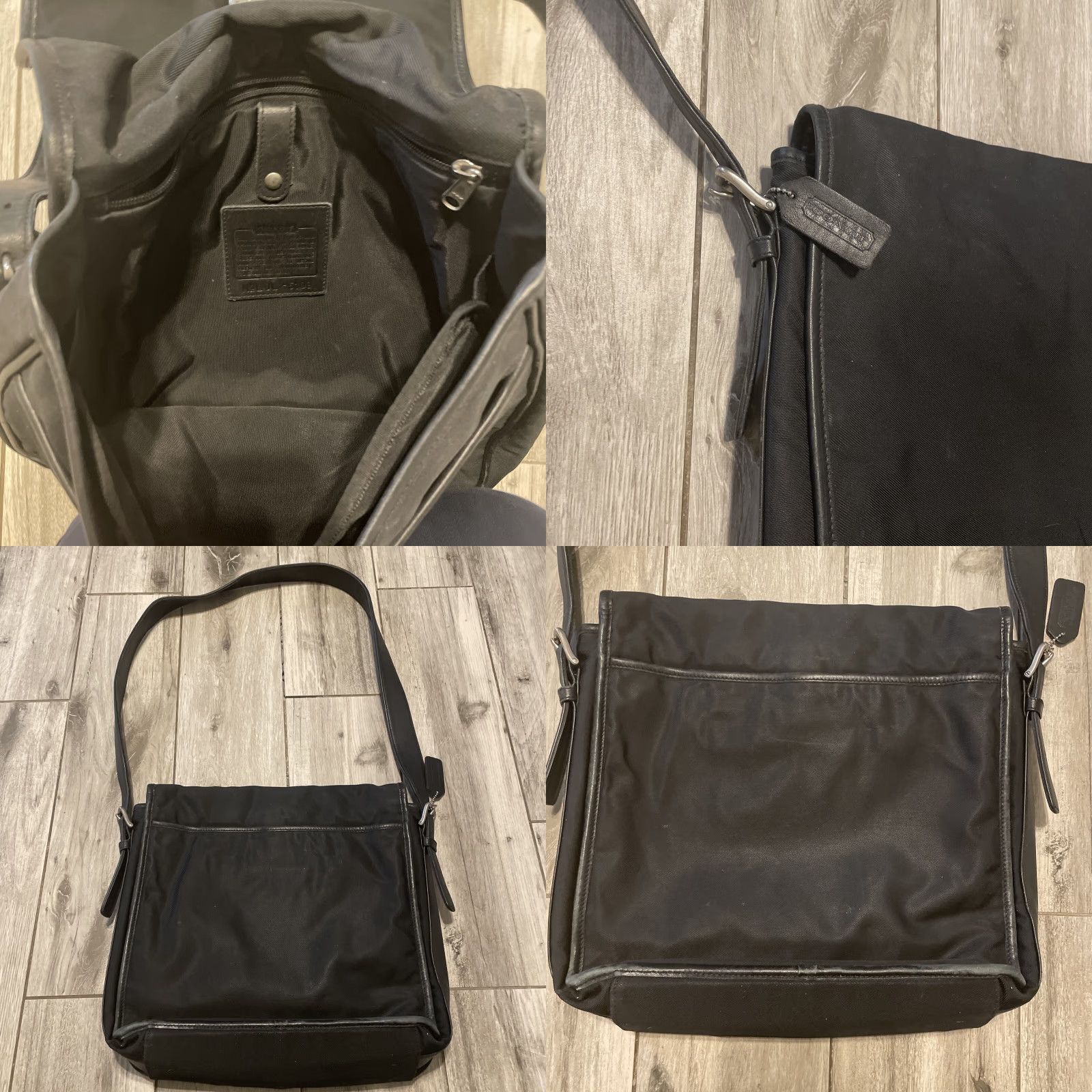 Coach VINTAGE COACH Messenger Bag Black Canvas Leather Envelope Portfolio Unisex Women Adults 5109 Size ONE SIZE - 8 Thumbnail