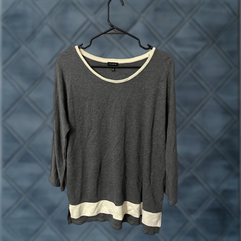 Talbots Talbots Women's Size Medium Gray Heavy Knit 3/4 Sleeve Crew Neck Sweater Size M / US 6-8 / IT 42-44 - 1 Thumbnail
