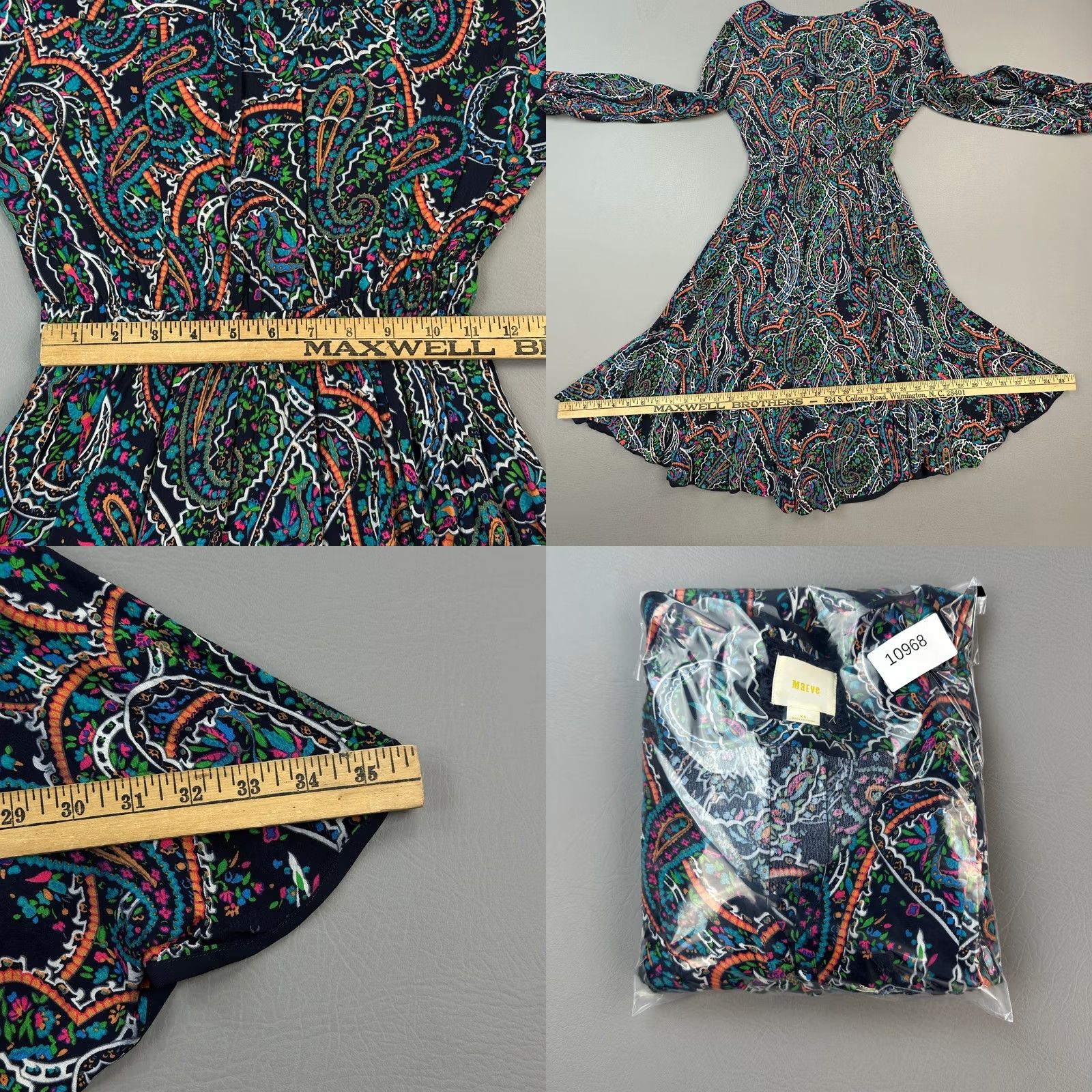 Anthropologie Maeve Anthropologie Dress Womens XS Black Paisley Boho Flowy Long Sleeve Dress Size XS / US 0-2 / IT 36-38 - 9 Thumbnail