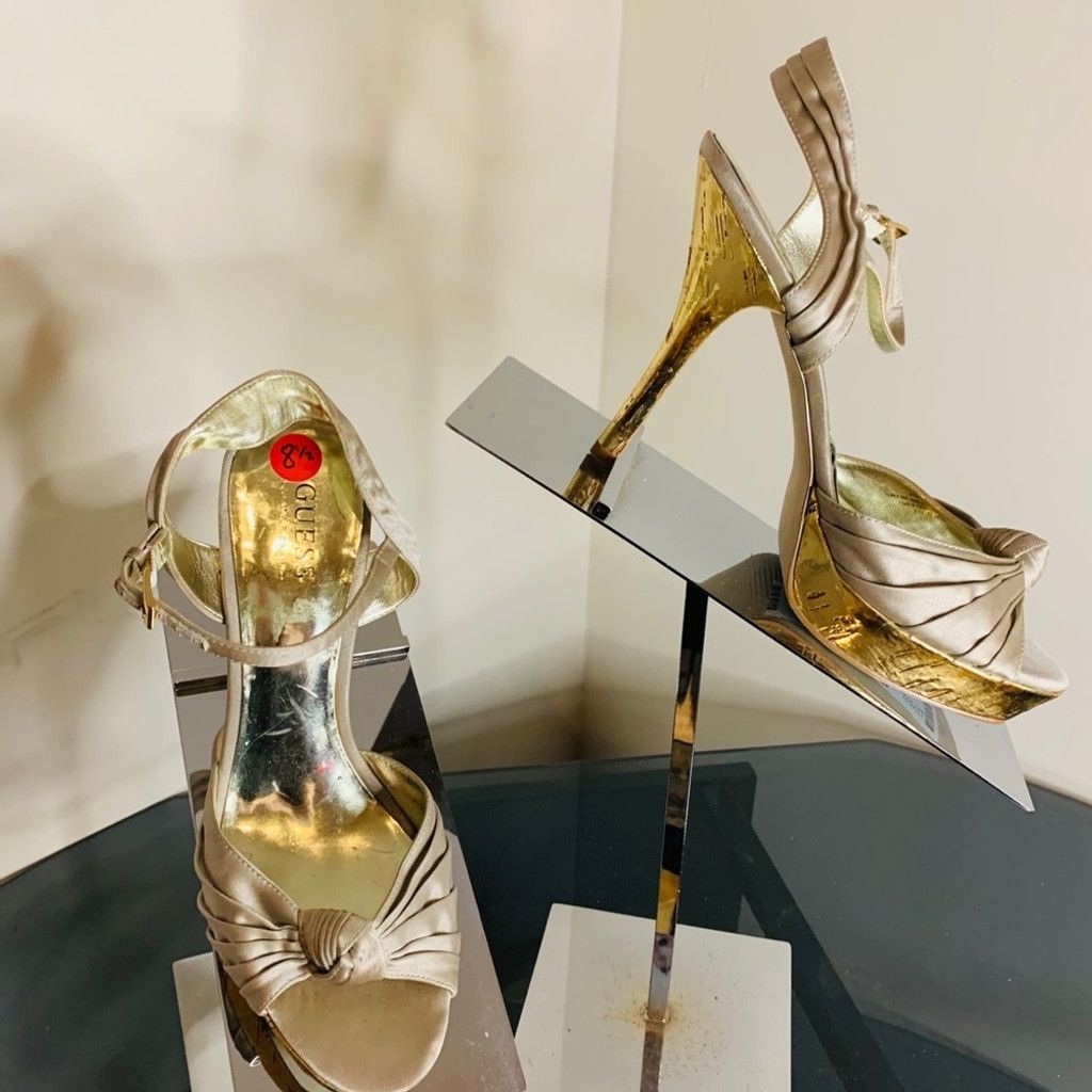 Other 💲💲SALE💲💲 Guess Beige Satin sandals size 8.5 Size US 8.5 / IT 38.5 - 1 Thumbnail