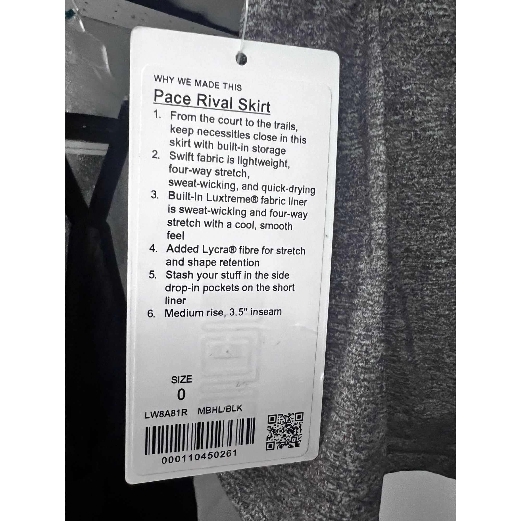 Lululemon Lululemon Pace Rival Womens Gray Black Athletic Skort Size 0 Size 25" / US 0 / IT 36 - 8 Thumbnail