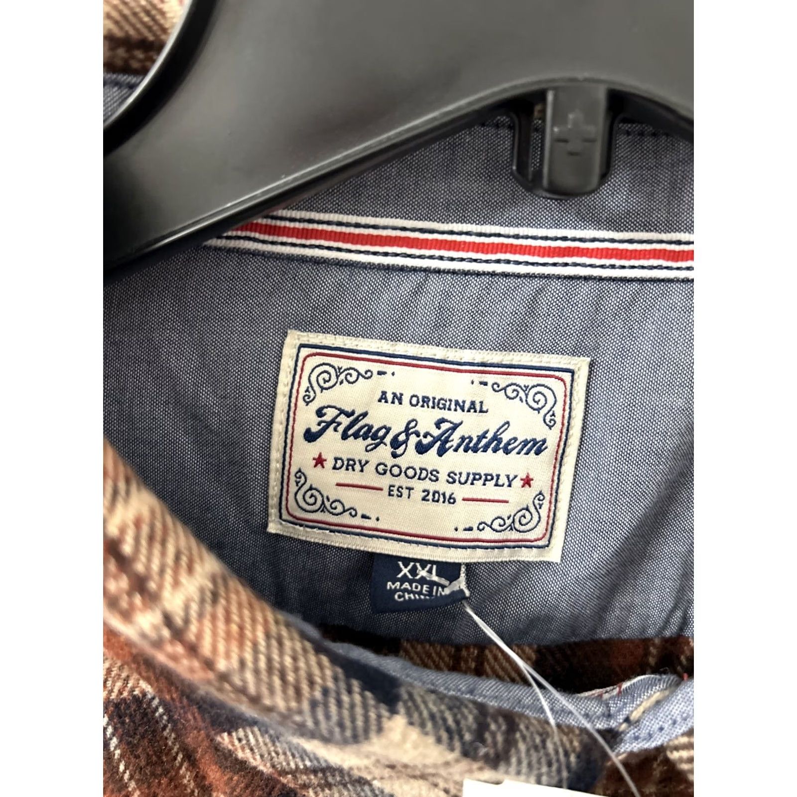 Flag & Anthem Flag & Anthem Flannel Shirt Mens 2XL Burgundy Plaid Button-Down L/S Mulitcolor Casual Workwear Rugged Flag Theme Size US XXL / EU 58 / 5 - 6 Thumbnail