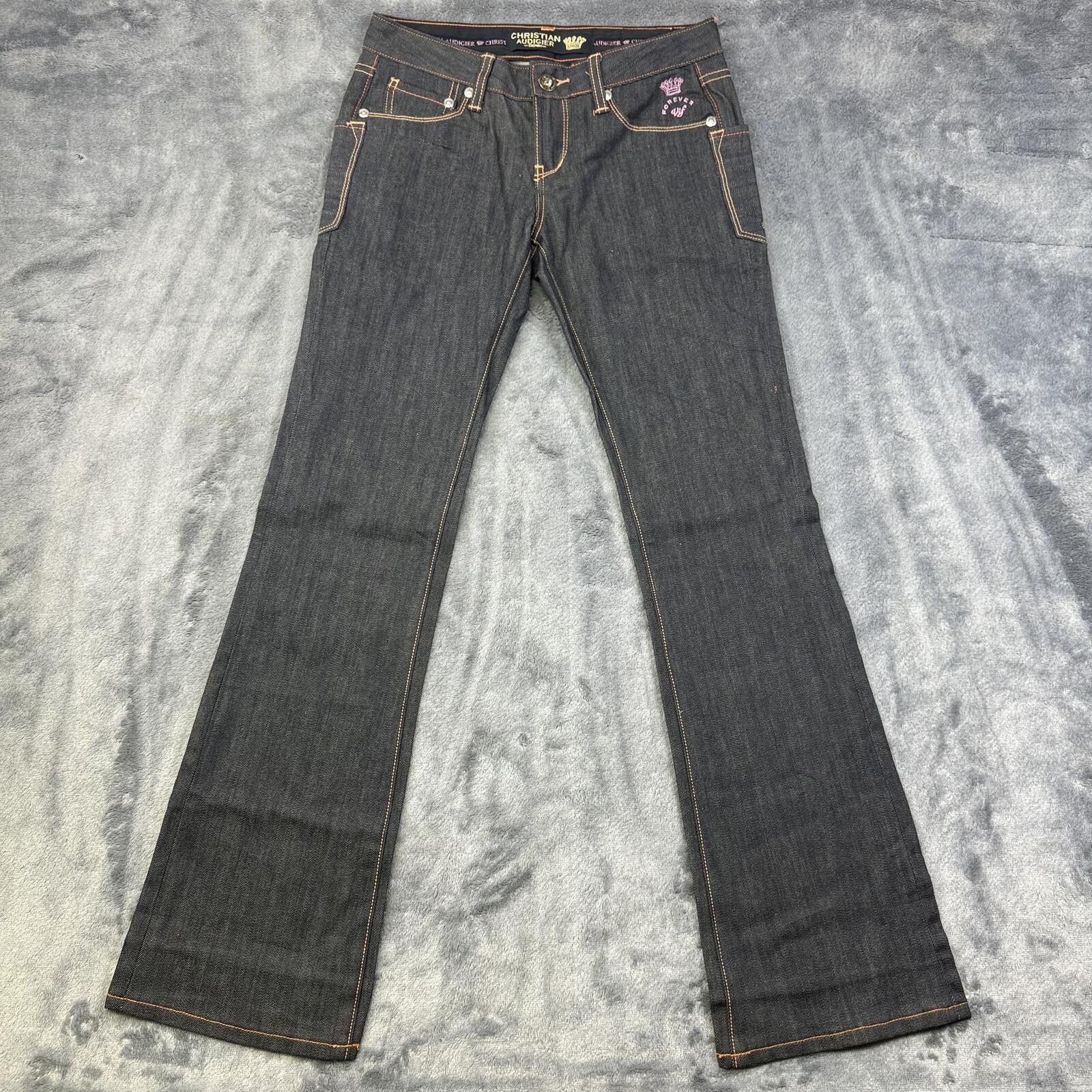 Other Chiristian Audigier Men's Crown Raw Denim Jeans Size US 31 - 2 Thumbnail
