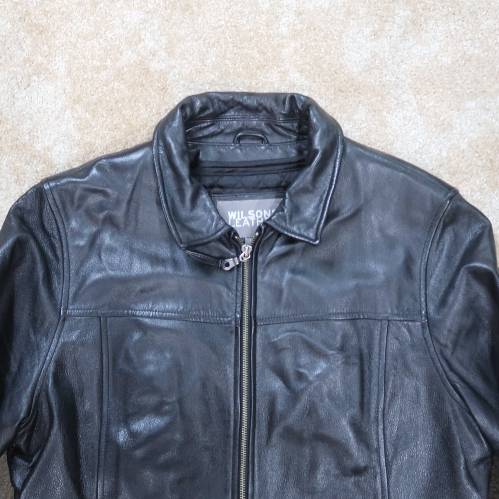 Vintage VINTAGE Wilsons Leather Jacket XL Black Mens Overcoat Full Zip Lined Insulated Nylon Lining Softshell Retro 90s Classic Coat Size US XL / EU 56 / 4 - 2 Thumbnail