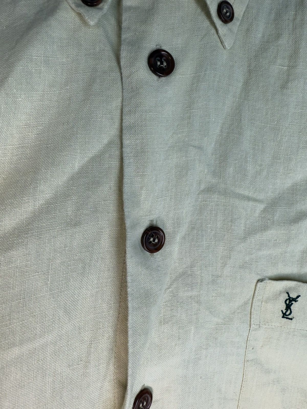 Yves Saint Laurent Linen 90s YSL Shirt Beige Lemon Summer Yves Saint Laurent Size US M / EU 48-50 / 2 - 15 Thumbnail