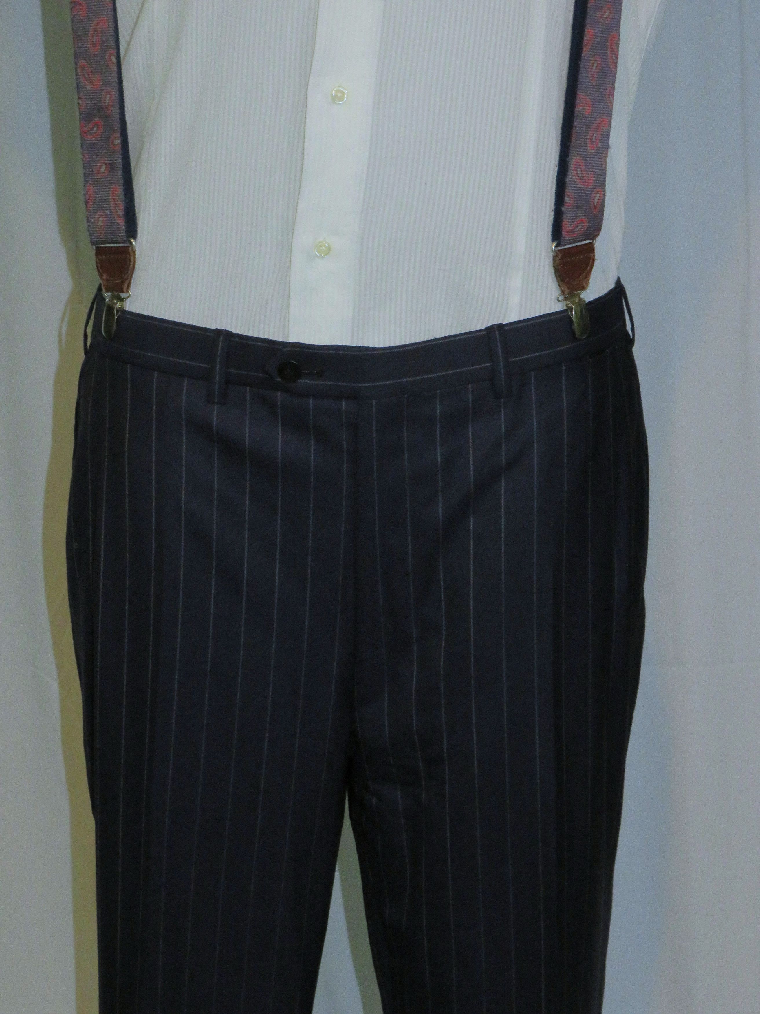 Brioni Super 160 Nomentano Custom Navy Stripe Two Button Suit 42L Size 42L - 14 Thumbnail