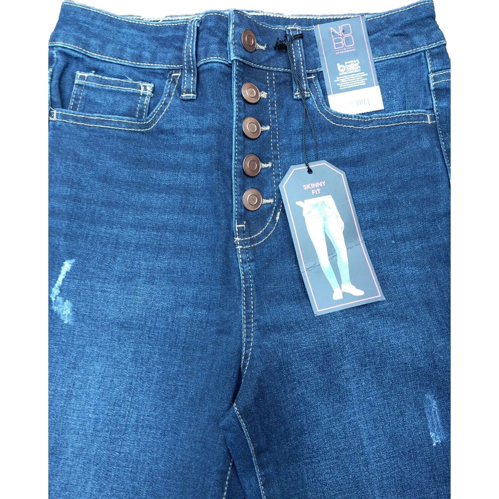 The Unbranded Brand No Boundaries SZ. 3 Skinny Jeans Five Button Fly Distressed Size 27" / US 4 / IT 40 - 2 Thumbnail