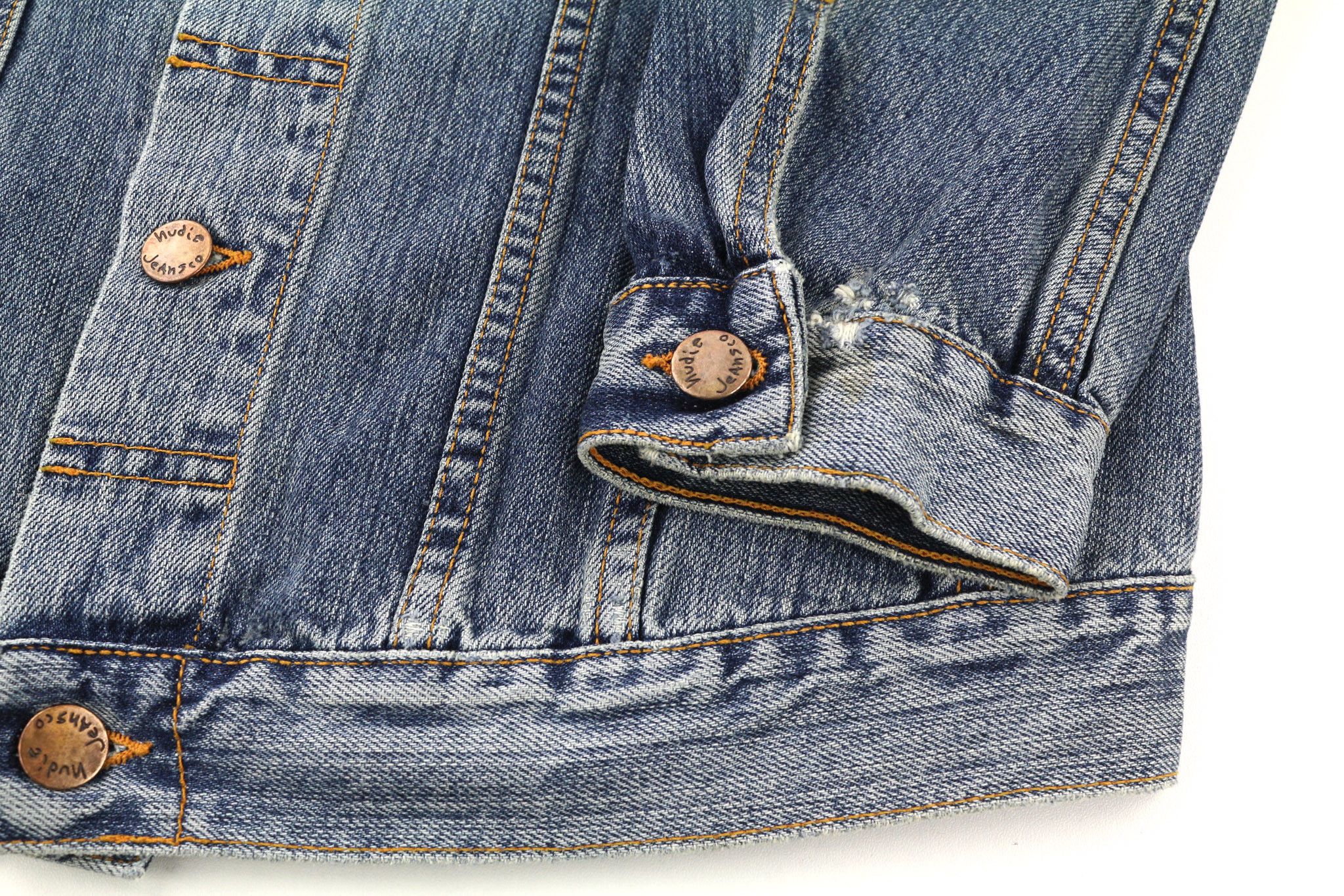 Nudie Jeans BILLY S Crunch Blue Denim Logo Jacket 81068 Size US S / EU 44-46 / 1 - 5 Thumbnail