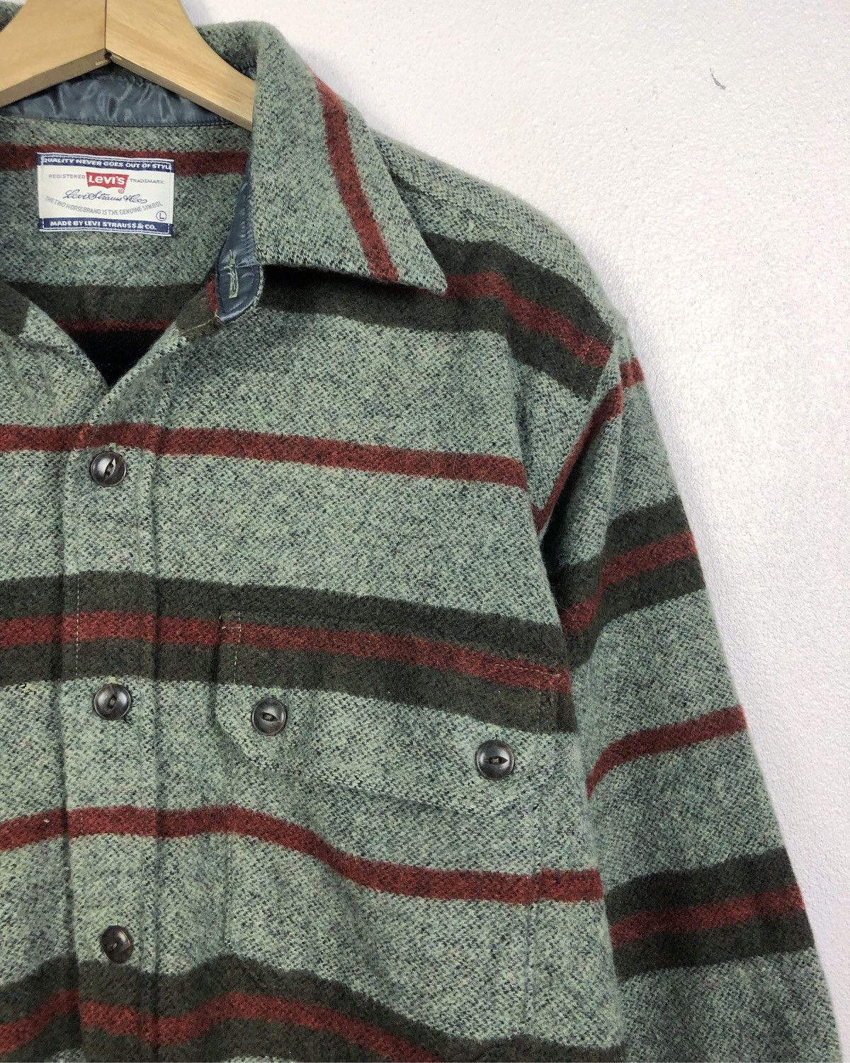 Levi's Rare Vintage Levi's Wool Flannel Button Ups Shirt Size US L / EU 52-54 / 3 - 3 Thumbnail