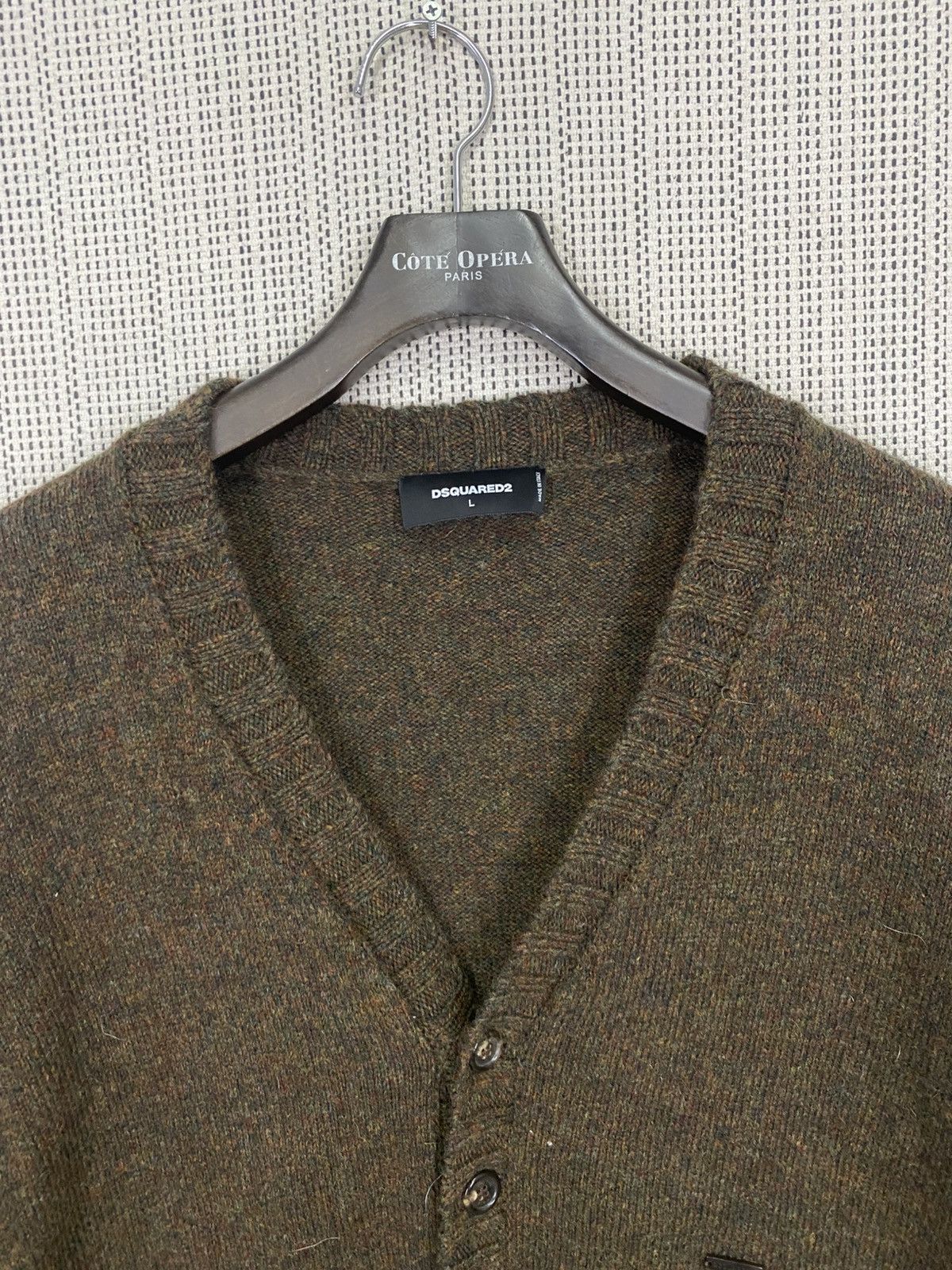Designer × Dsquared2 × Vintage Dsquared2 wool cardigan double pocket distressed size L Size US L / EU 52-54 / 3 - 9 Thumbnail