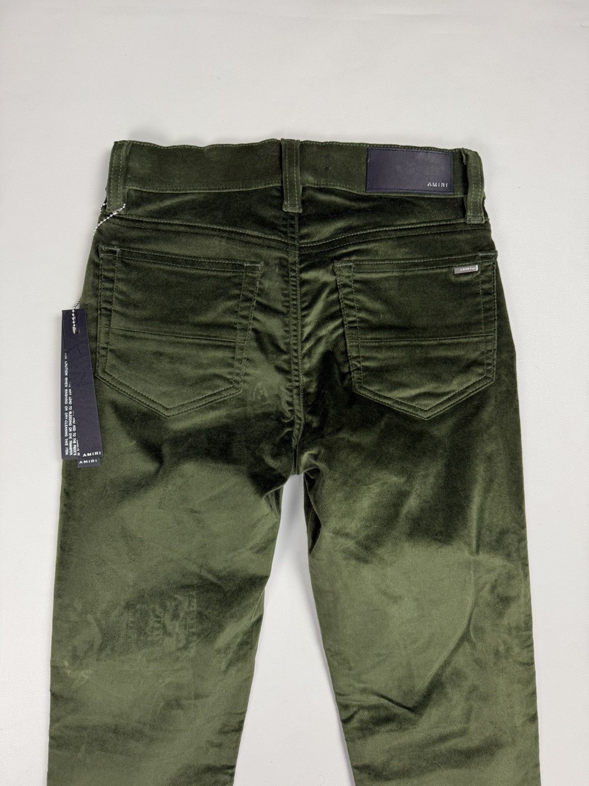 Amiri BNWT Amiri Skinny Stack Military Green Velour Pants Trousers Size 25" / US 0 / IT 36 - 22 Thumbnail