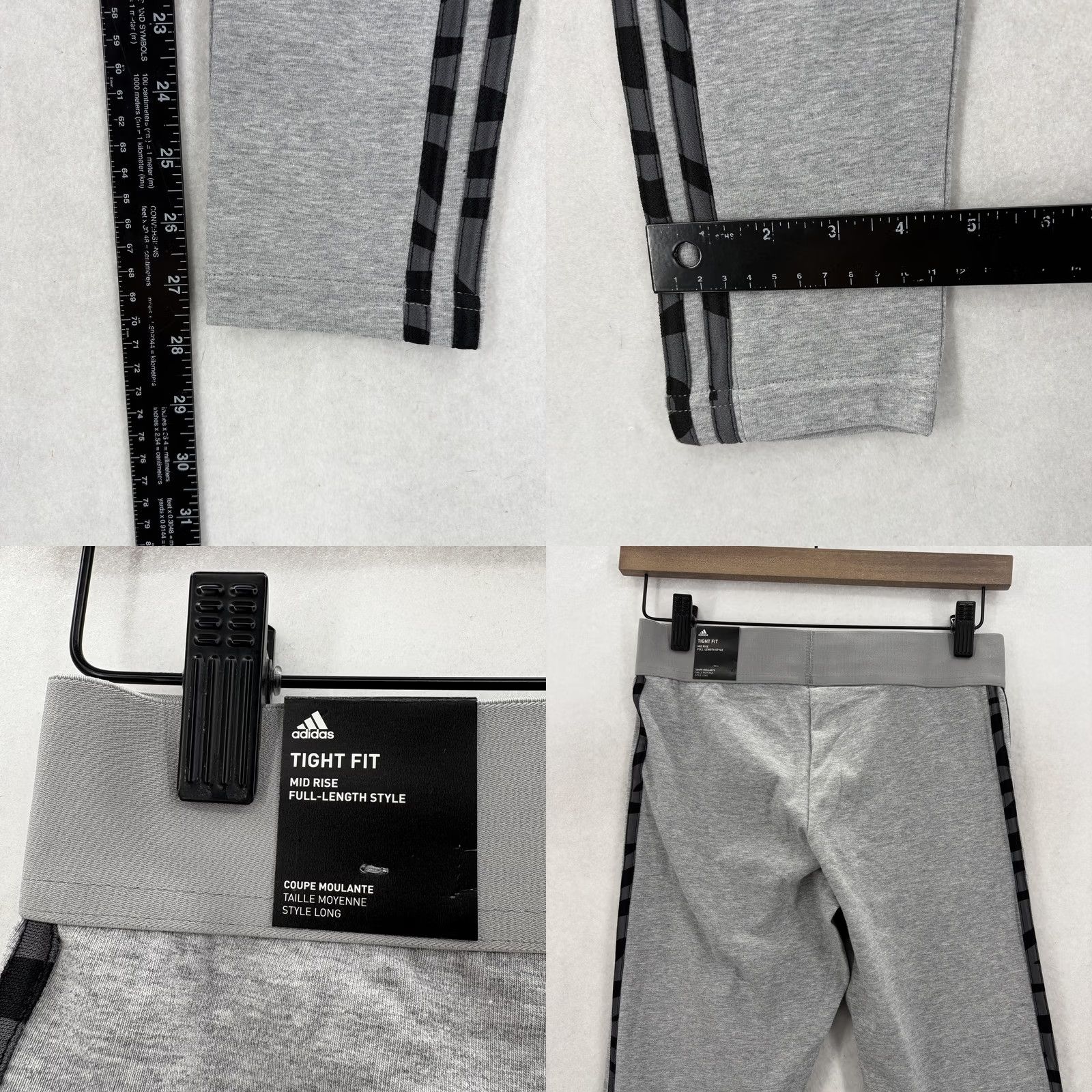 Adidas Adidas Essentials 3-Stripes Leggings Womens Small Gray Tight Fit Mid Rise Gym Size 28" / US 6 / IT 42 - 9 Thumbnail
