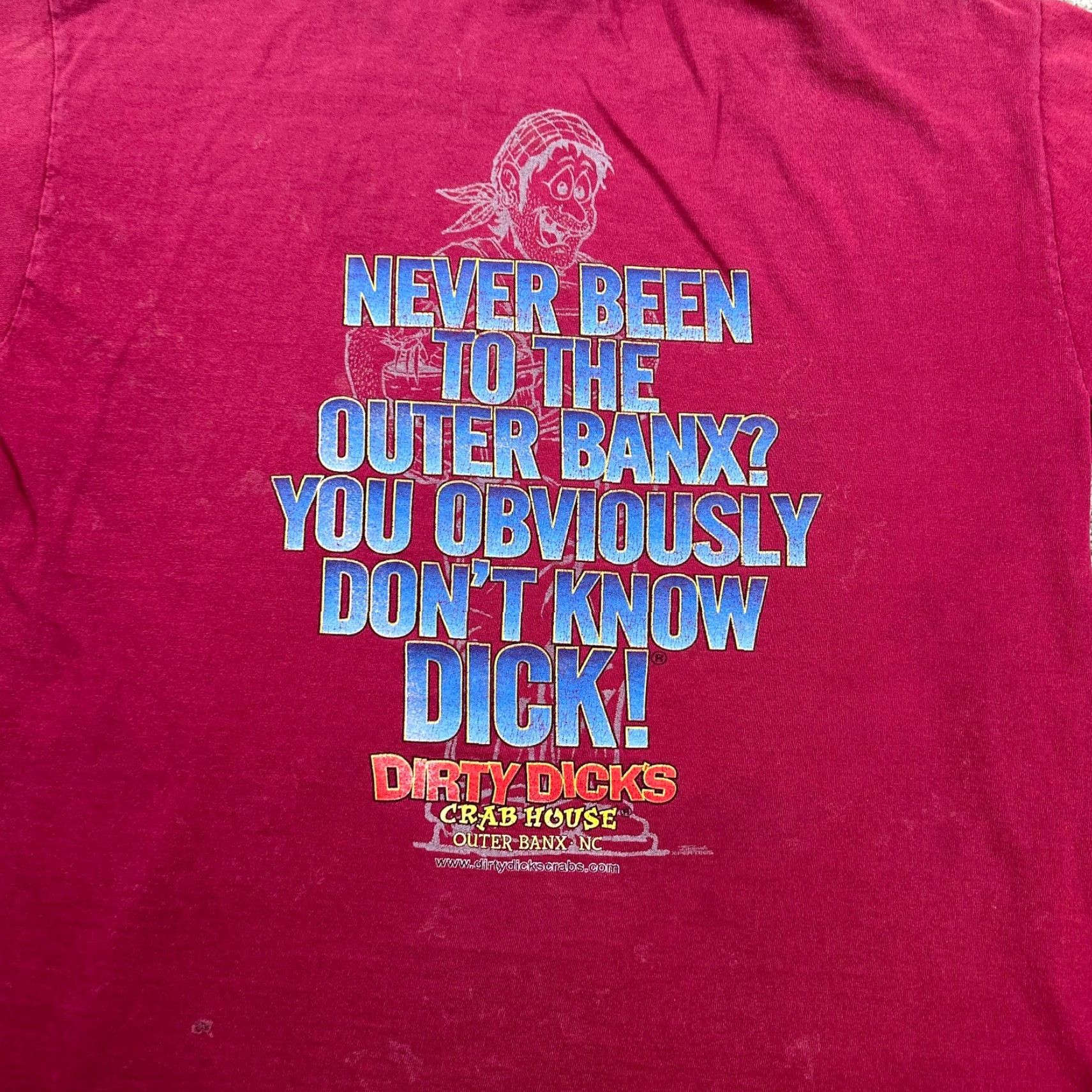 Jerzees JERZEES Shirt Mens Medium Graphic Print Dirty Dicks Crab Shack Dont Know Dick THRASHED FLAW Size US M / EU 48-50 / 2 - 3 Thumbnail