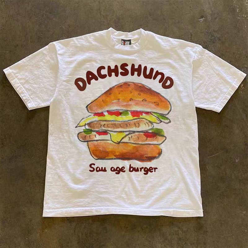 Japanese Brand × Vintage Street washed retro hamburger print t-shirt Size US M / EU 48-50 / 2 - 1 Thumbnail