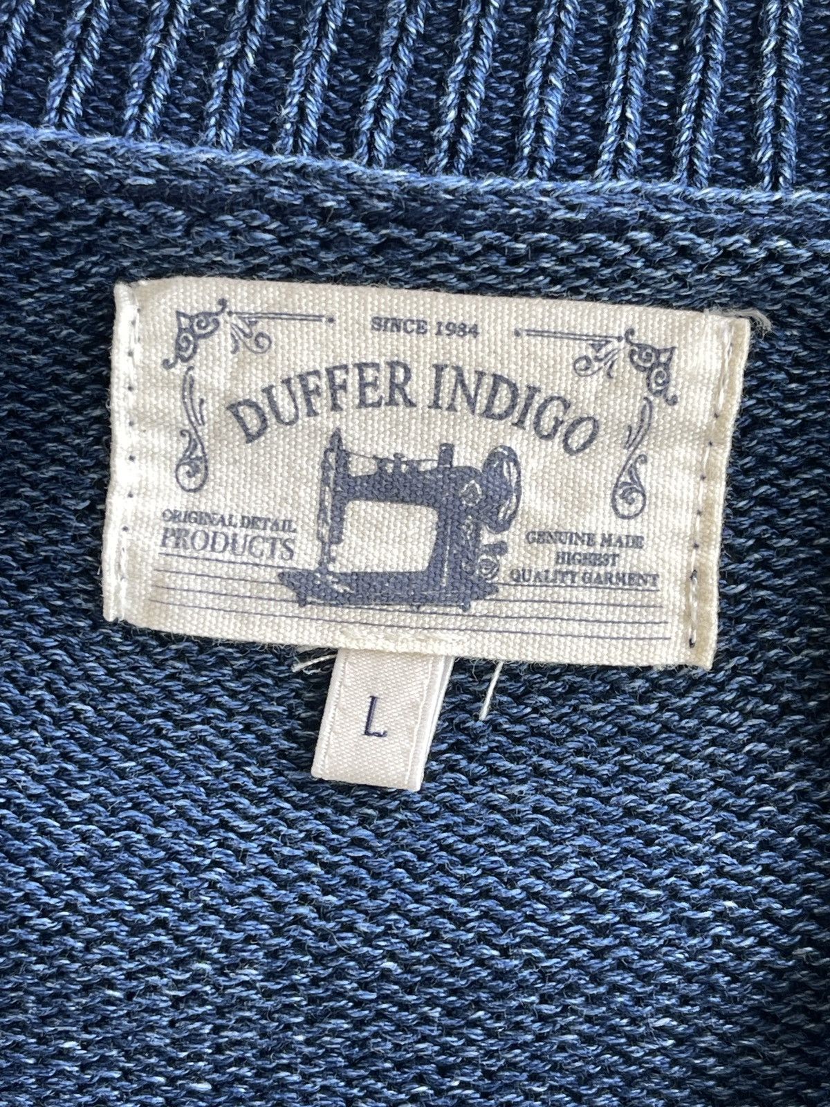 Japanese Brand Japanese Duffer Indigo Shawl Collar Cardigan Knit Size US L / EU 52-54 / 3 - 5 Thumbnail