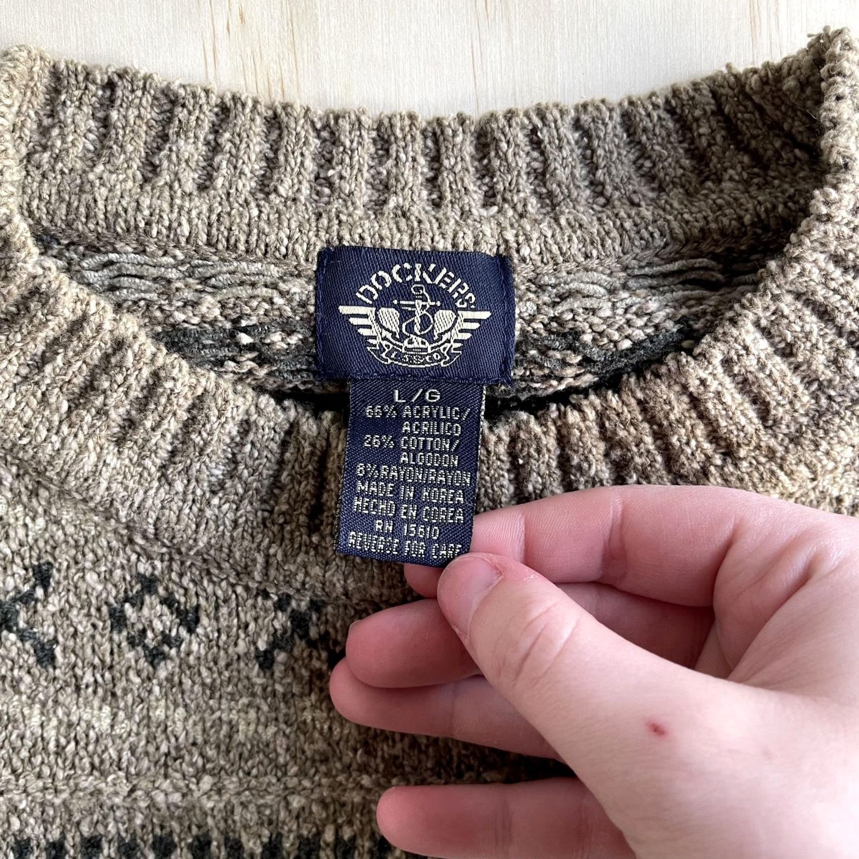 Dockers VINTAGE Dockers Sweater Mens Large Beige Fair Isle Crewneck Knit Pullover Casual Size US L / EU 52-54 / 3 - 3 Thumbnail