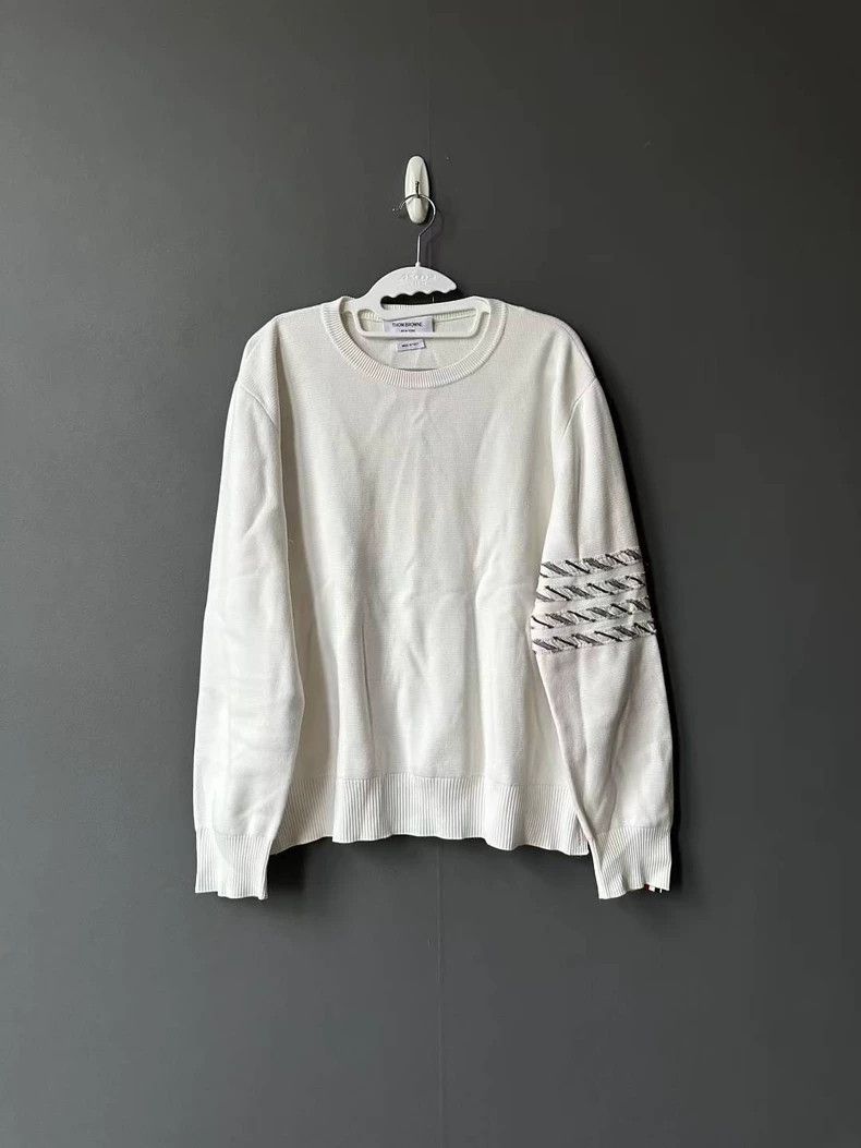 Thom Browne Thom Browne White sweater Size US XL / EU 56 / 4 - 1 Thumbnail